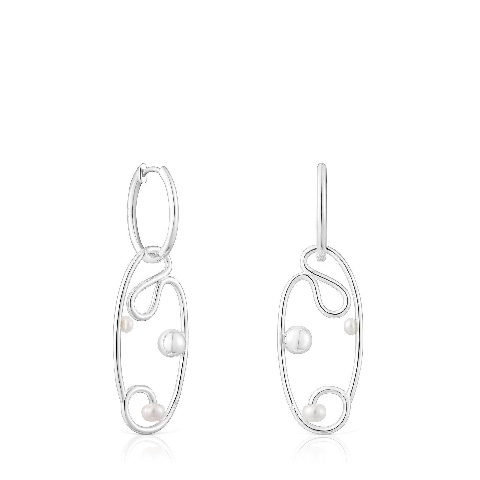 Aros aro de plata y perlas cultivadas Tsuri Tous-0