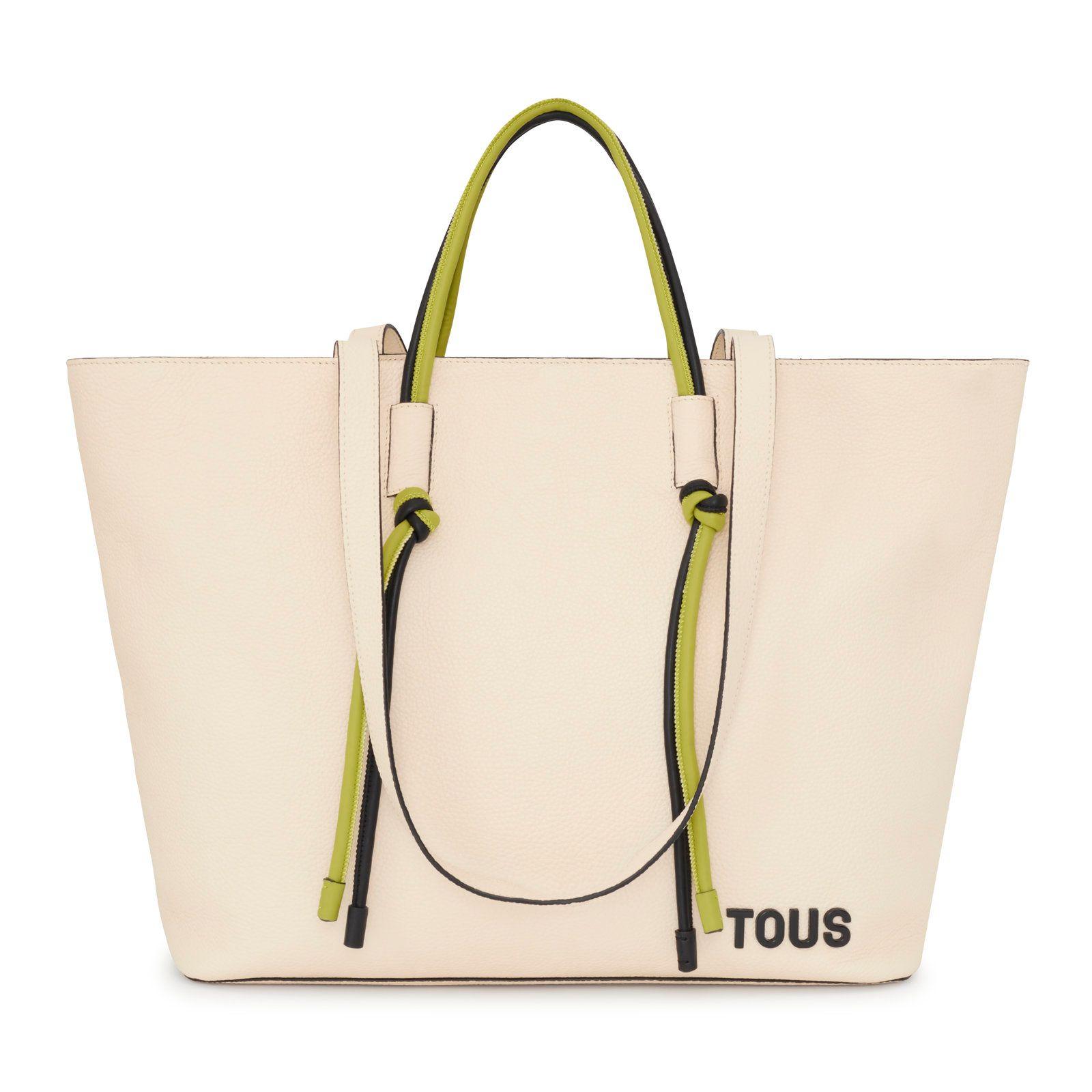 Capazo grande de piel beige TOUS Lynn-0