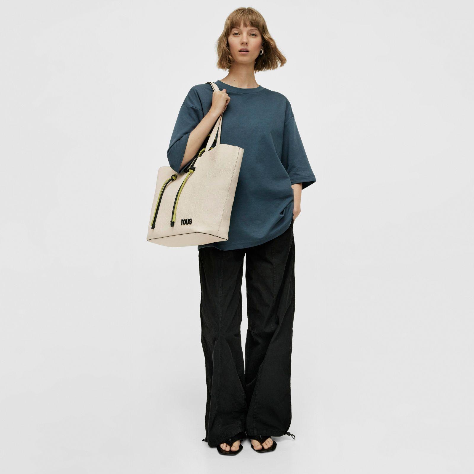 Capazo grande de piel beige TOUS Lynn-4