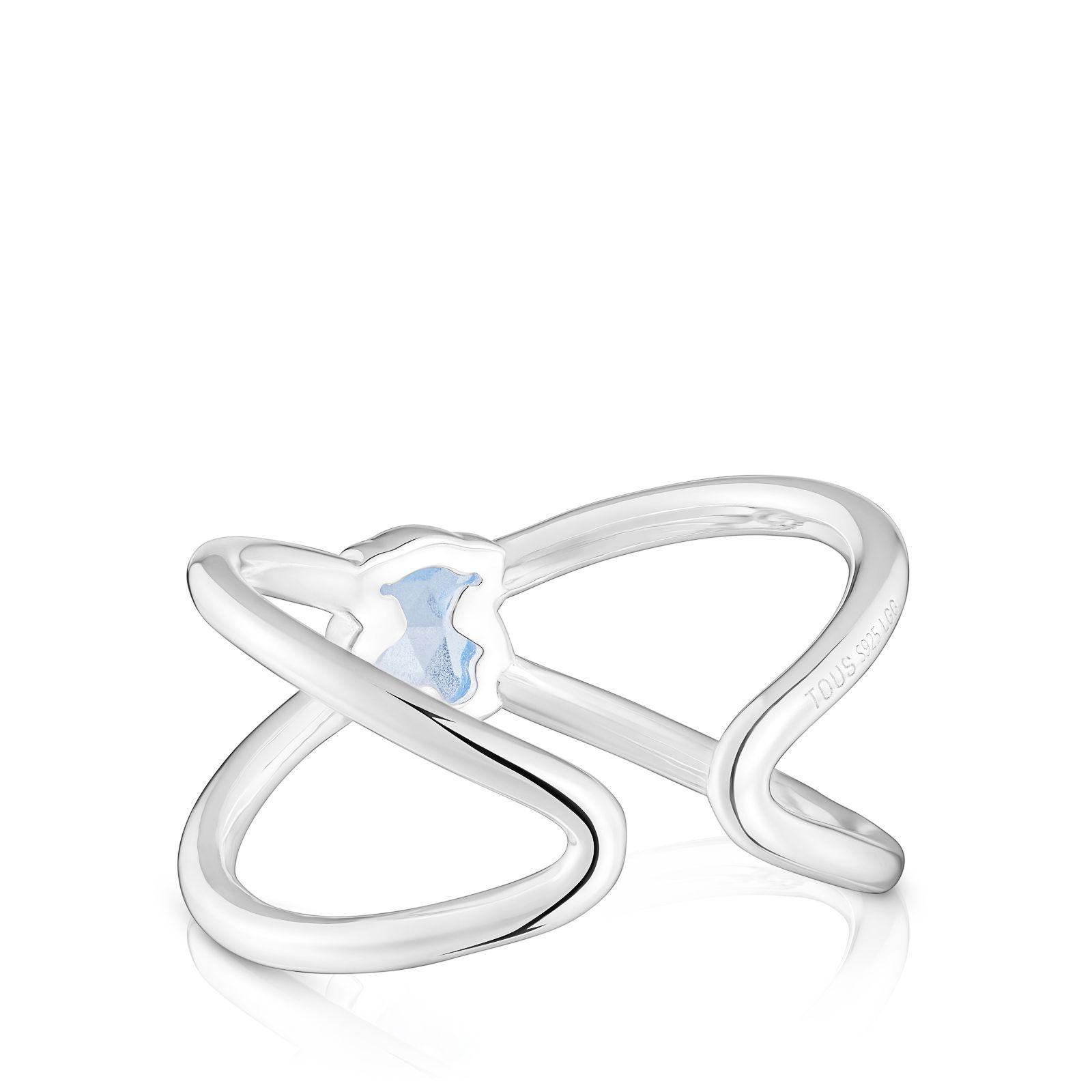 Anillo pequeño de plata y espinela azul creada en laboratorio Icon Color LGG-2