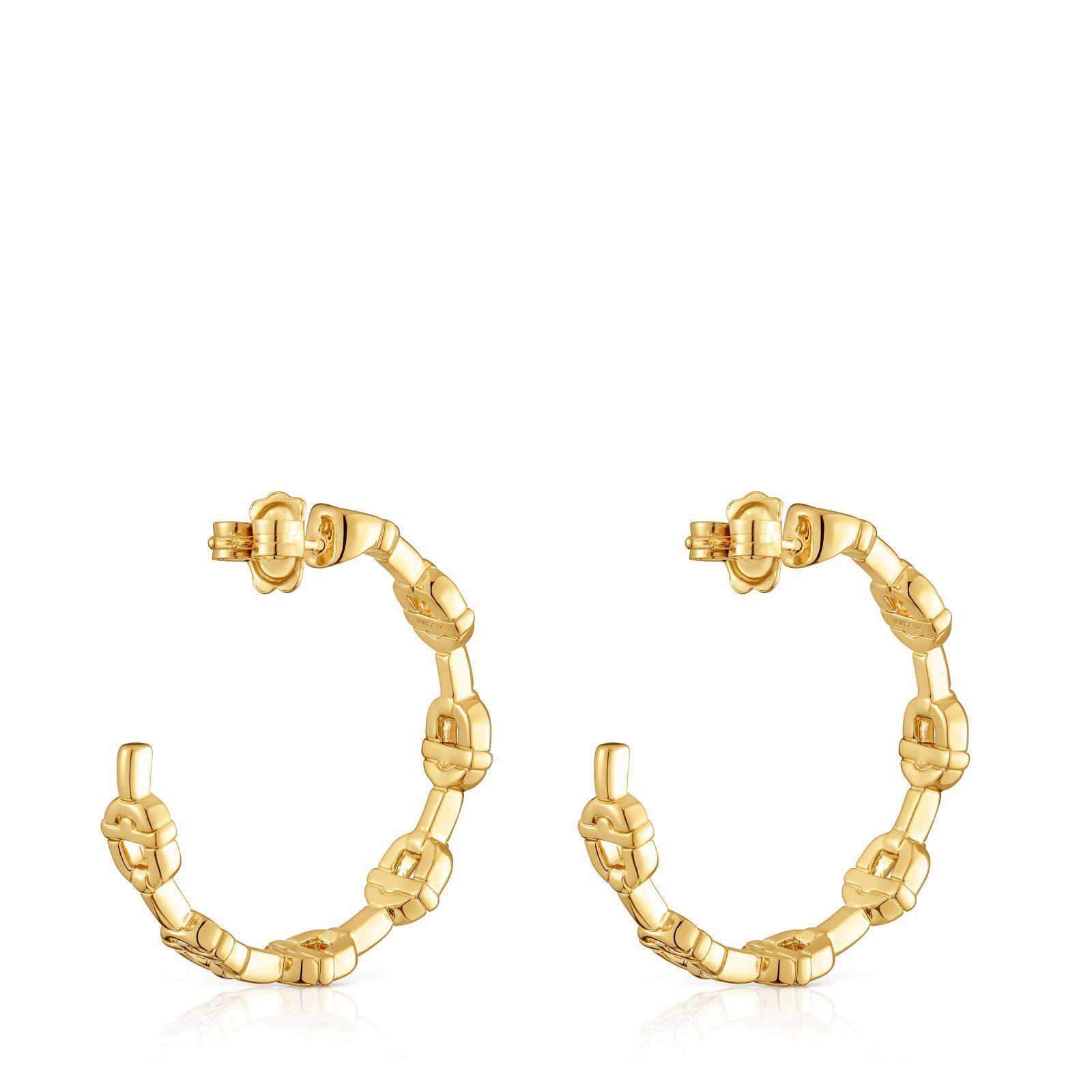 Pendientes de aro logo con baño de oro 18 kt sobre plata 30 mm TOUS MANIFESTO-2