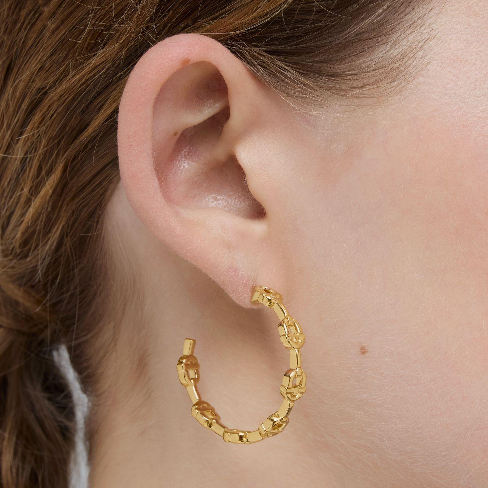 Pendientes de aro logo con baño de oro 18 kt sobre plata 30 mm TOUS MANIFESTO-5