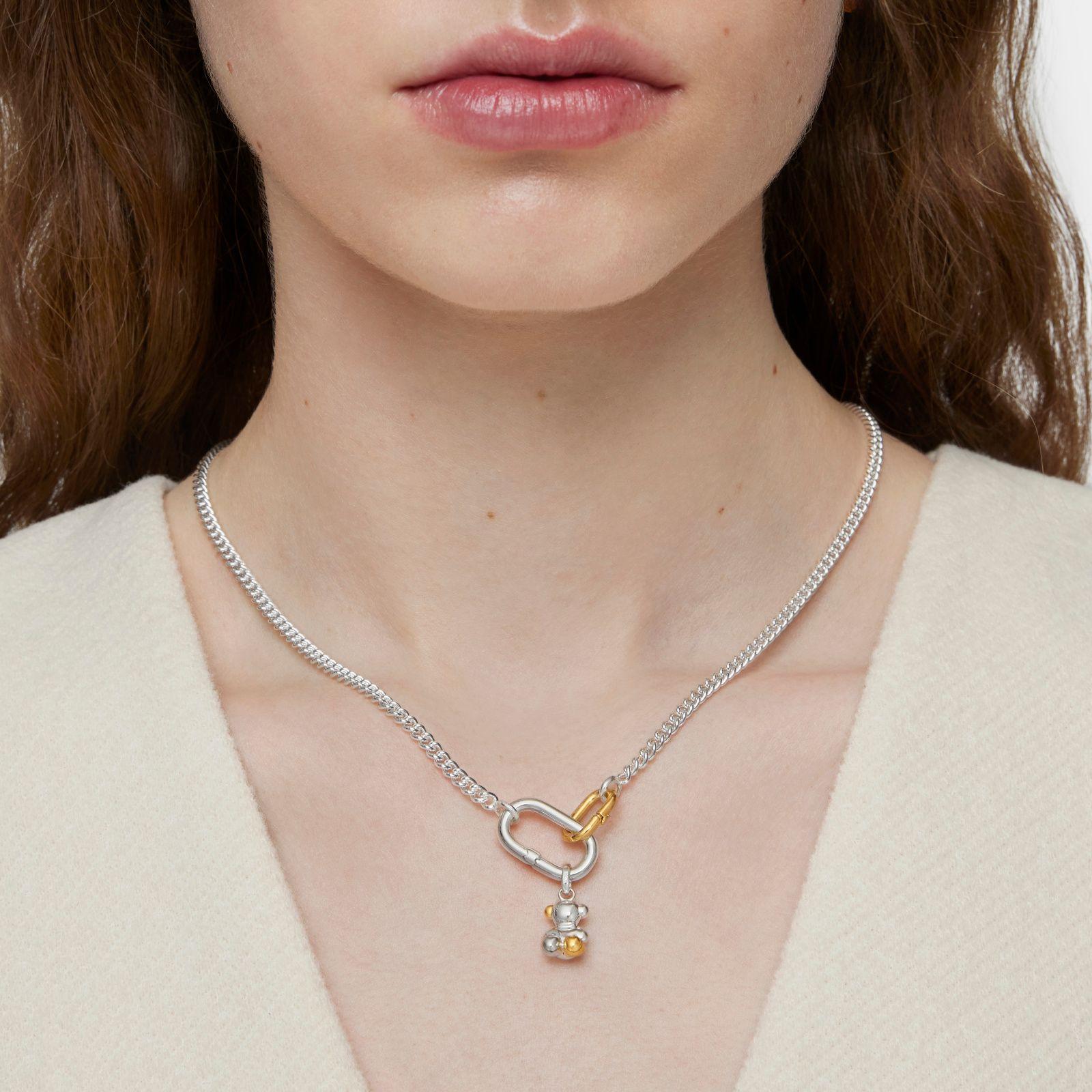 Collar corto de plata con anillas bicolor Hold Oval-4