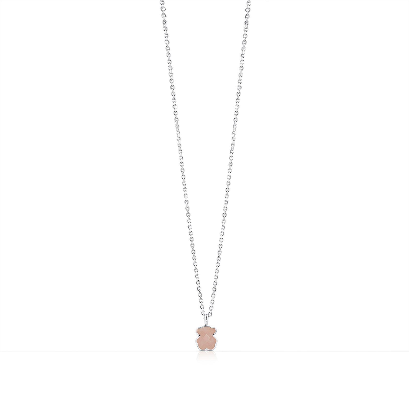 Collar Color de Plata y Cuarzo Rosa Tous-0