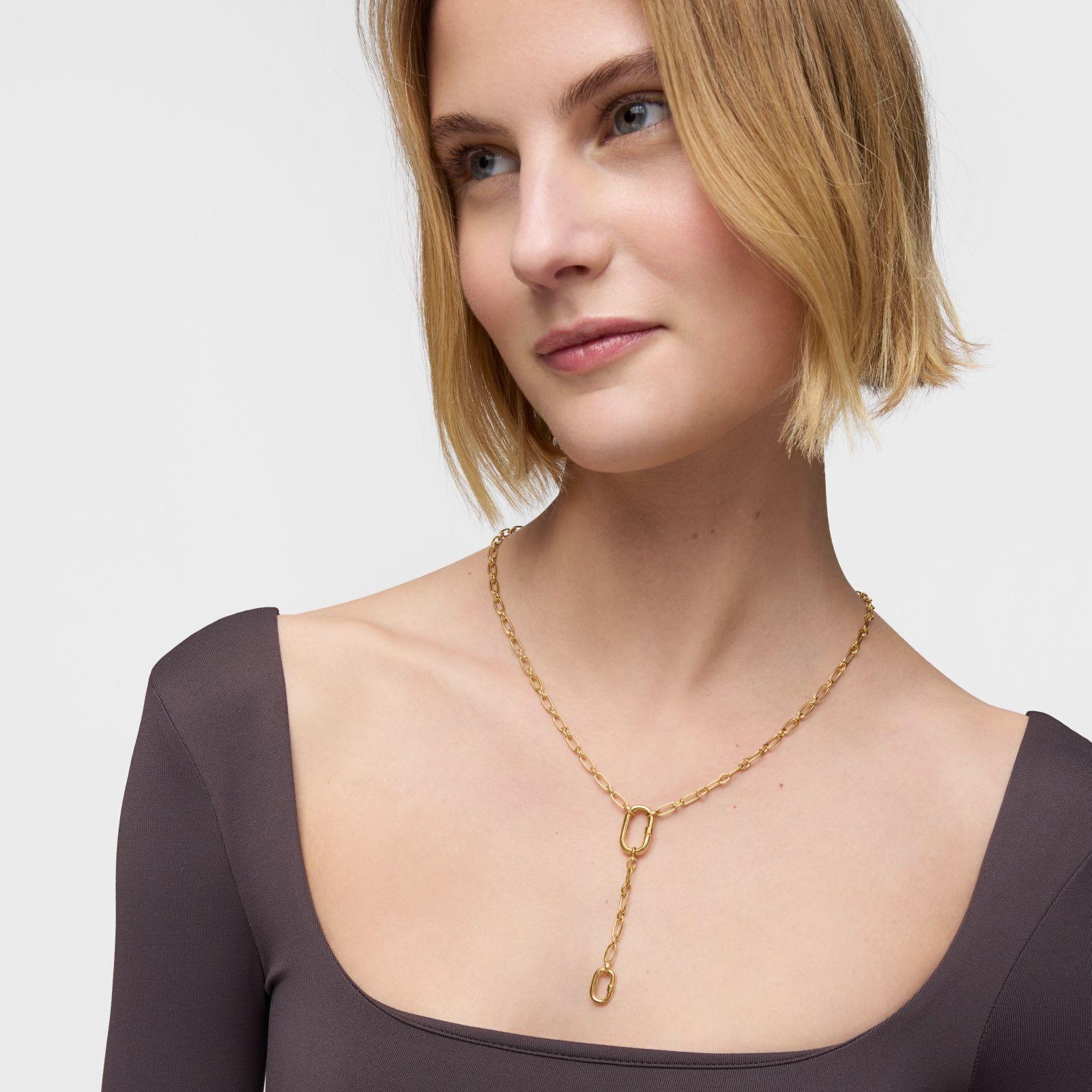 Collar mediano con baño de oro 18 kt sobre plata con anilla-3