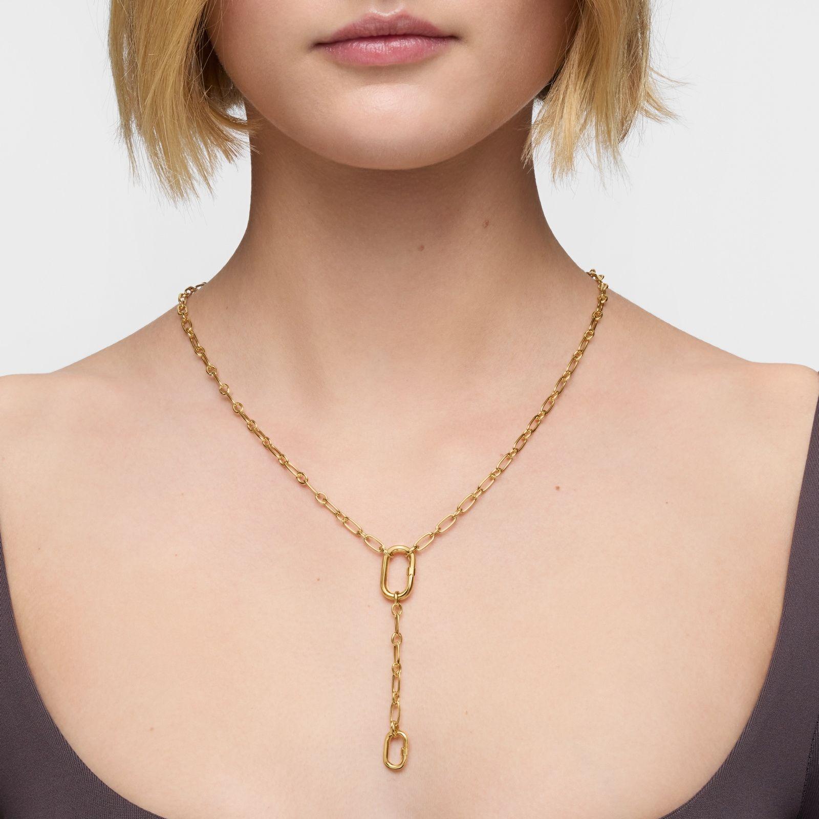 Collar mediano con baño de oro 18 kt sobre plata con anilla-7