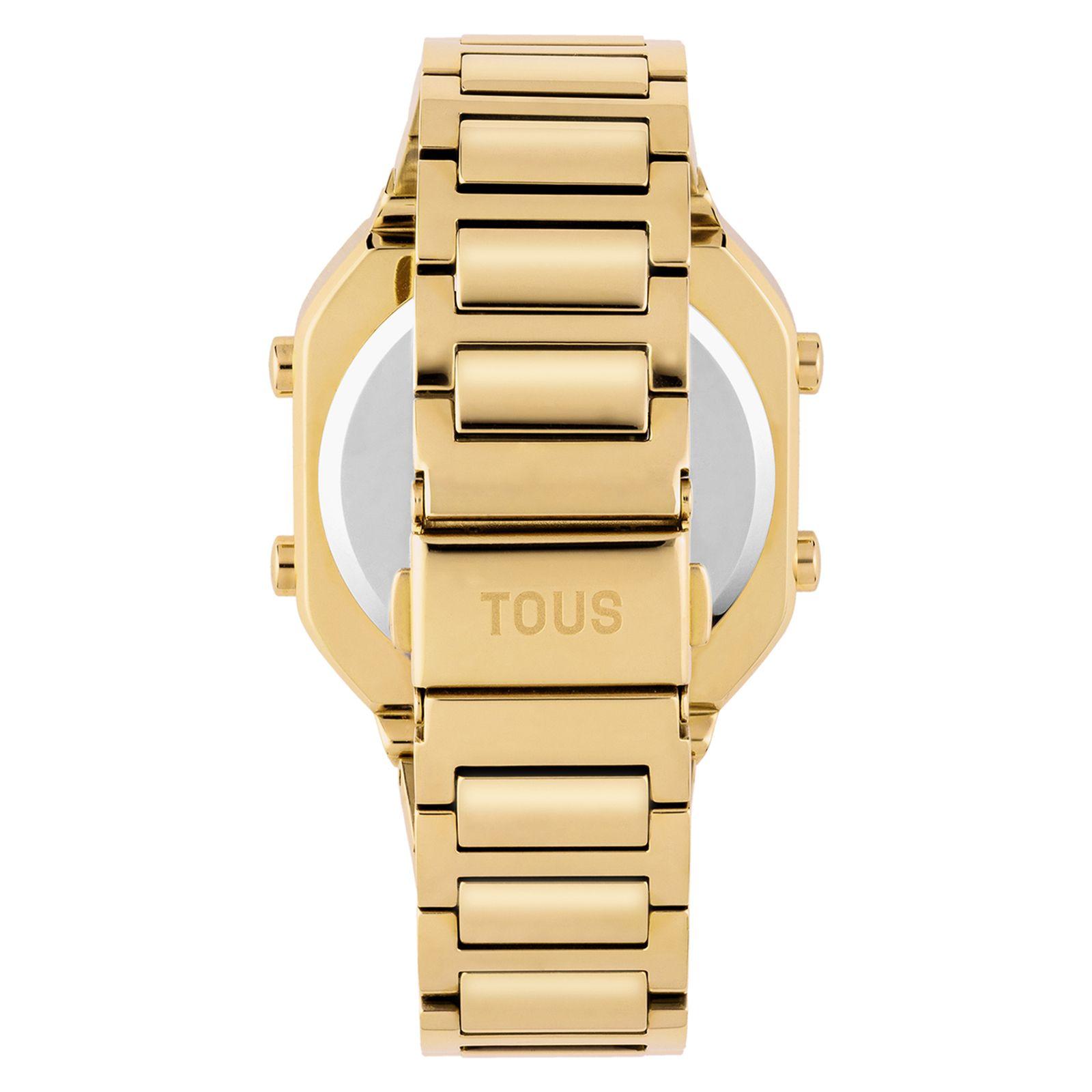 Reloj digital con brazalete de acero IPG dorado D-BEAR-2