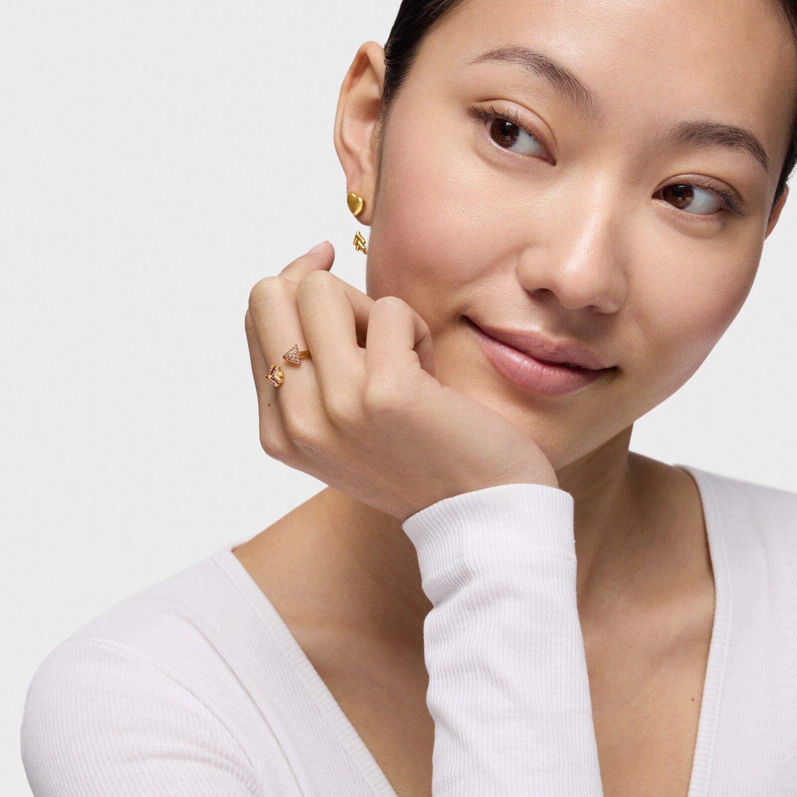 Anillo abierto baño de oro 18 kt y rodolitas TOUS Flechazo-3