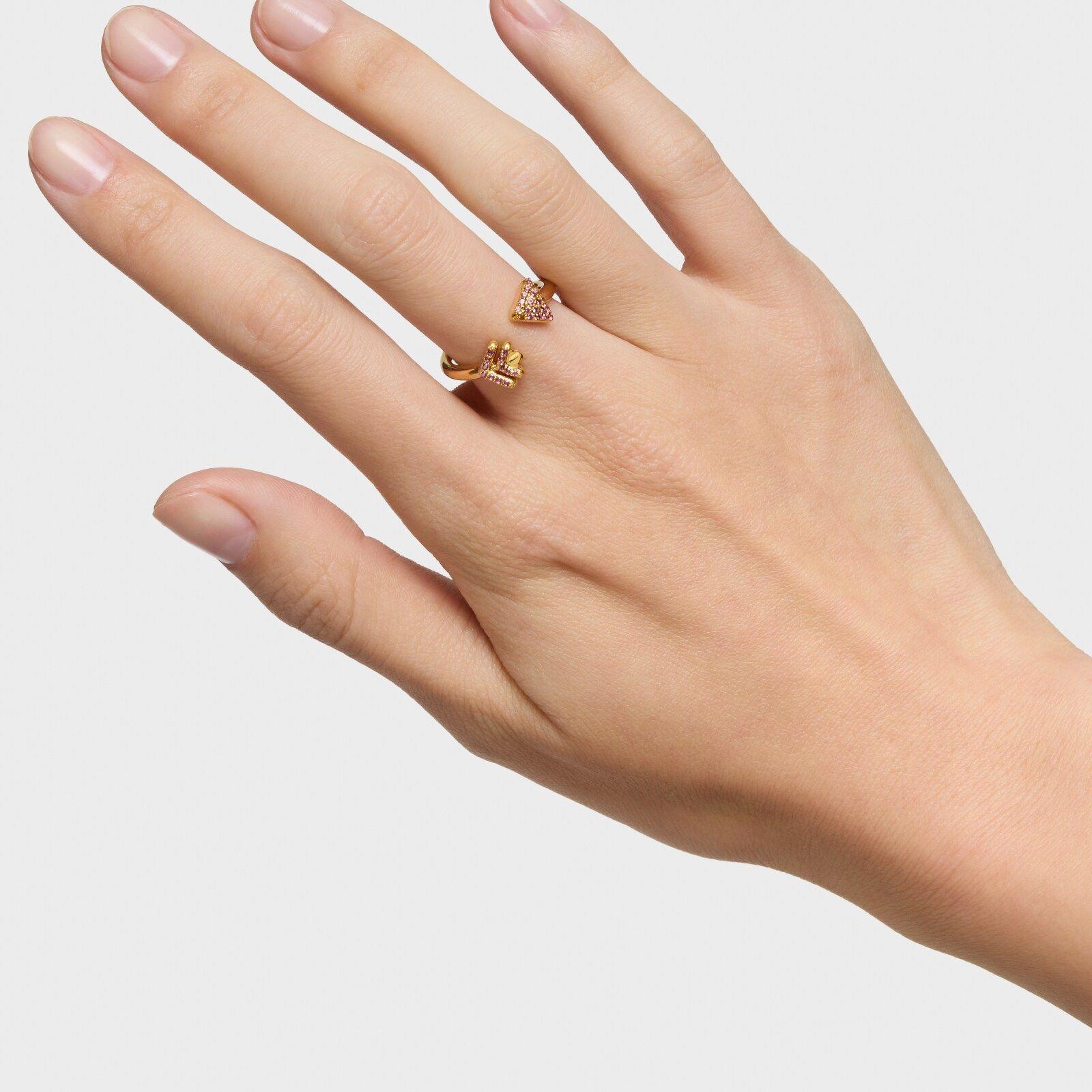 Anillo abierto baño de oro 18 kt y rodolitas TOUS Flechazo-5