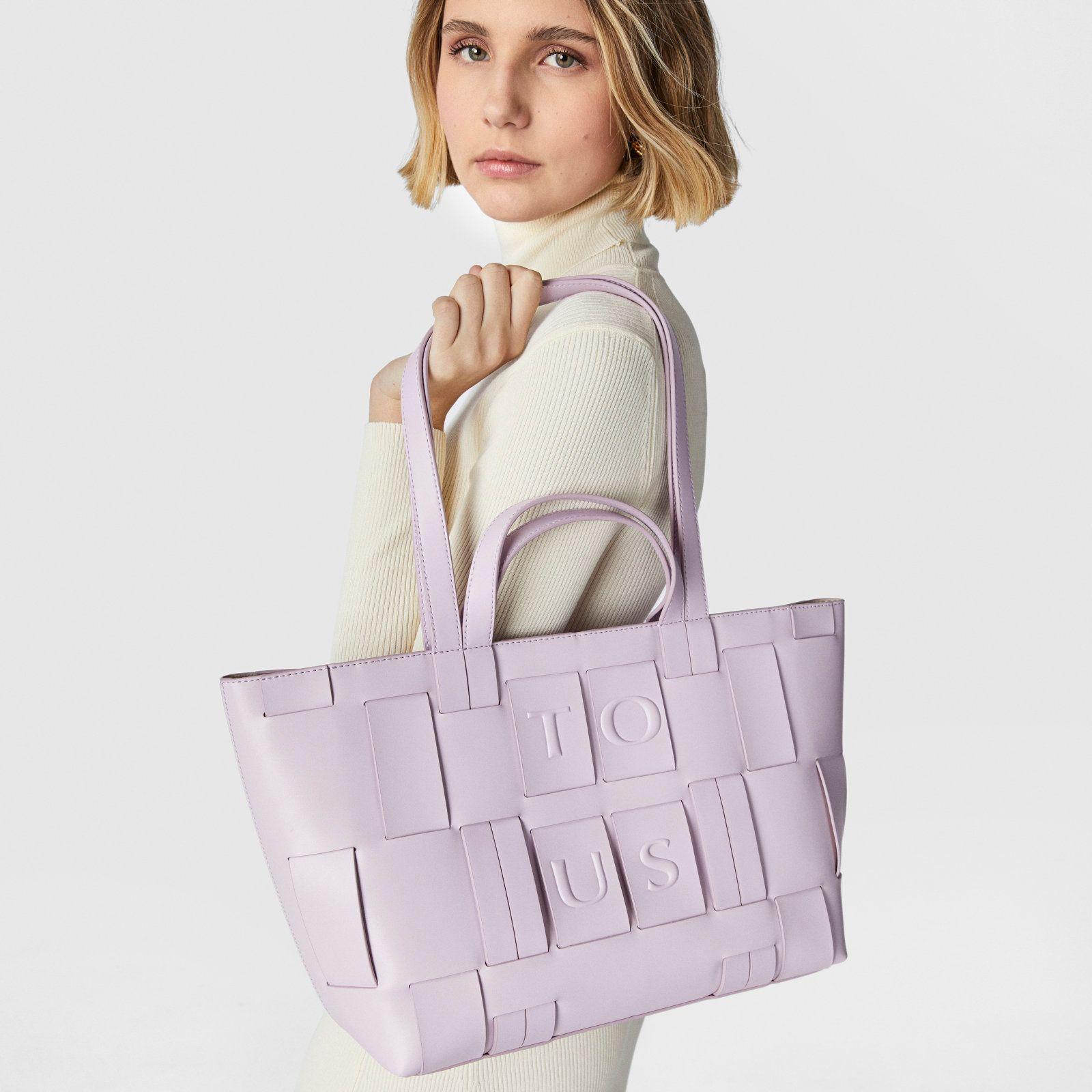 Bolso Capazo malva y beige TOUS Damas-5