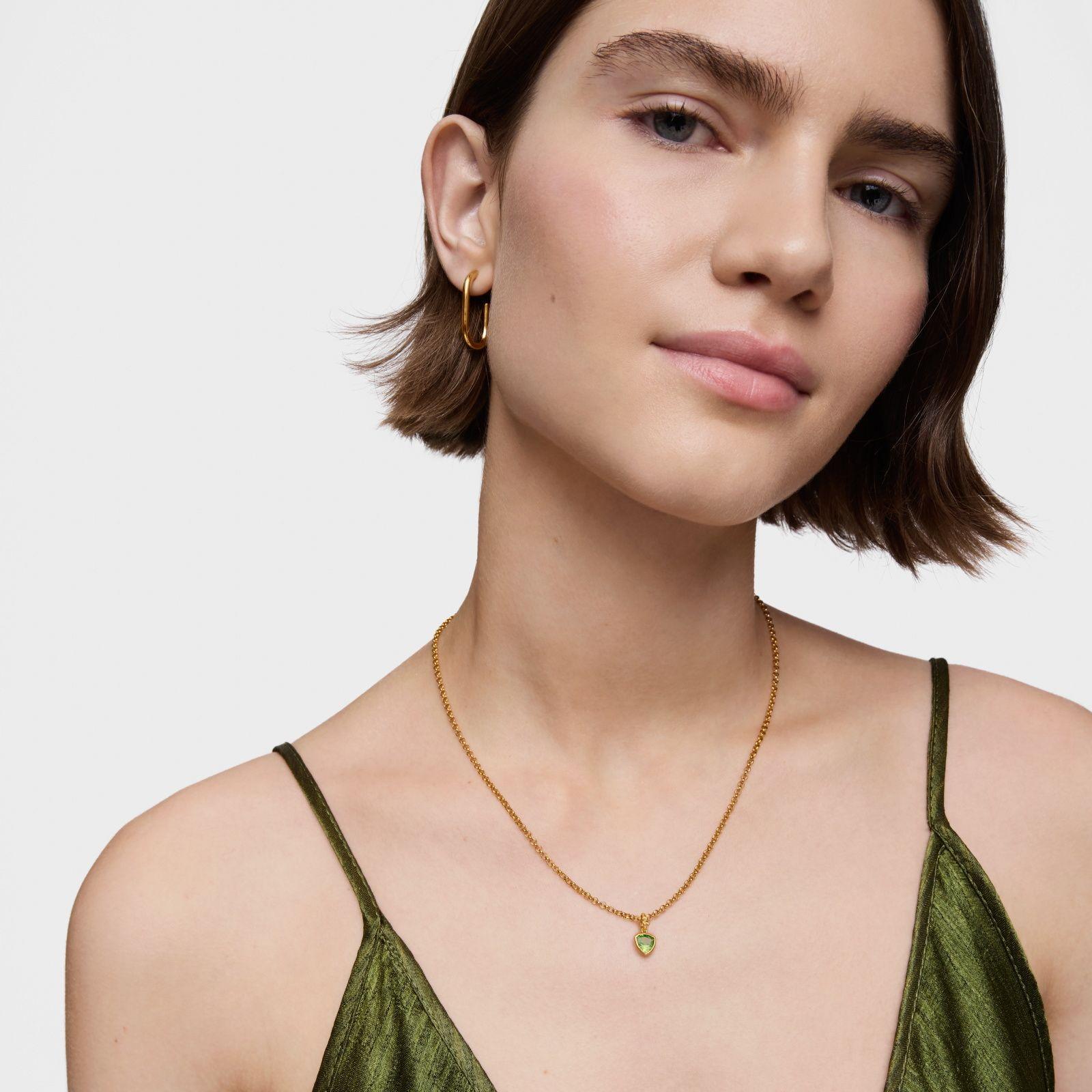 Colgante pequeño baño de oro 18 kt sobre plata y peridoto-3