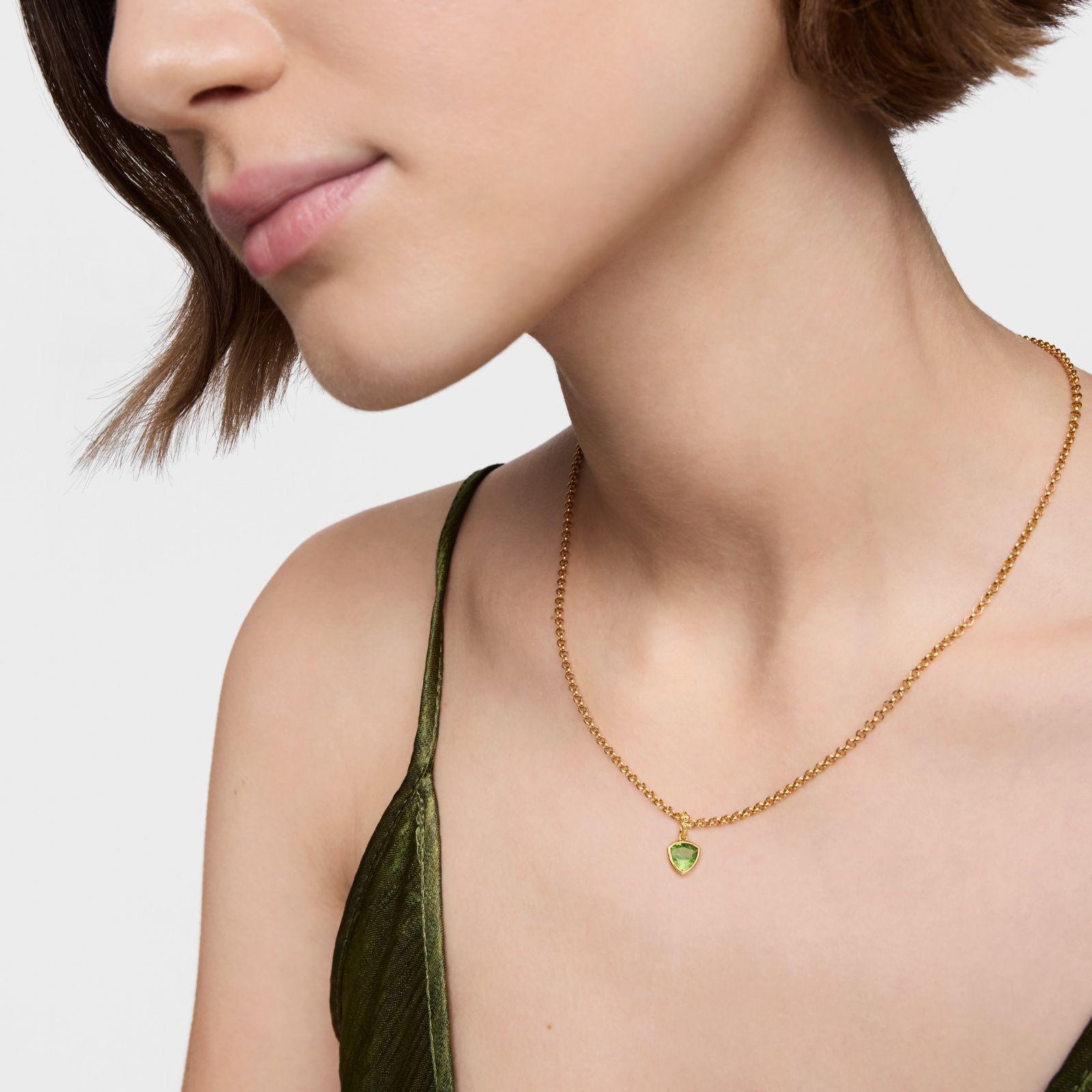 Colgante pequeño baño de oro 18 kt sobre plata y peridoto-5