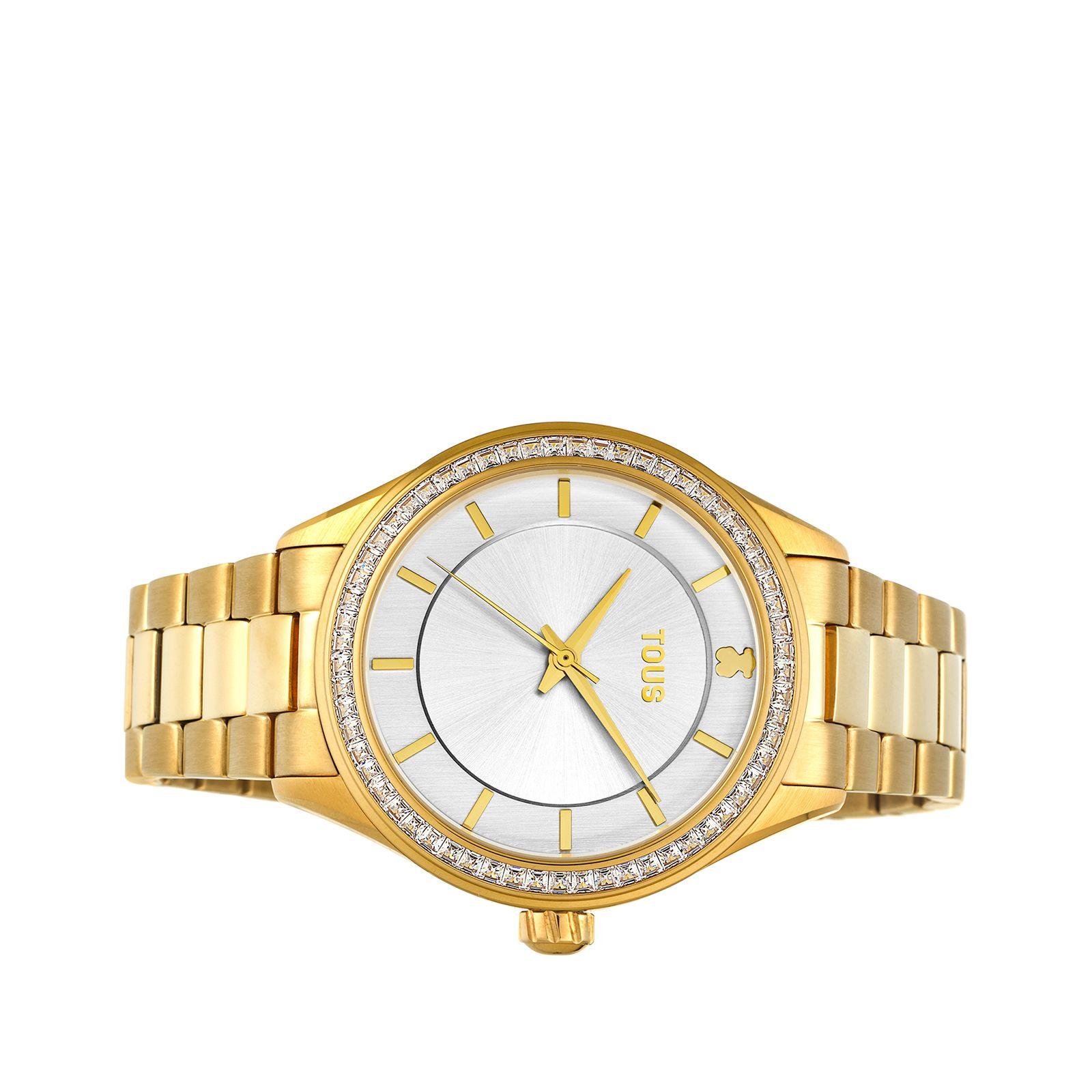 Reloj T-Shine analógico acero dorado y zirconias cúbicas-1