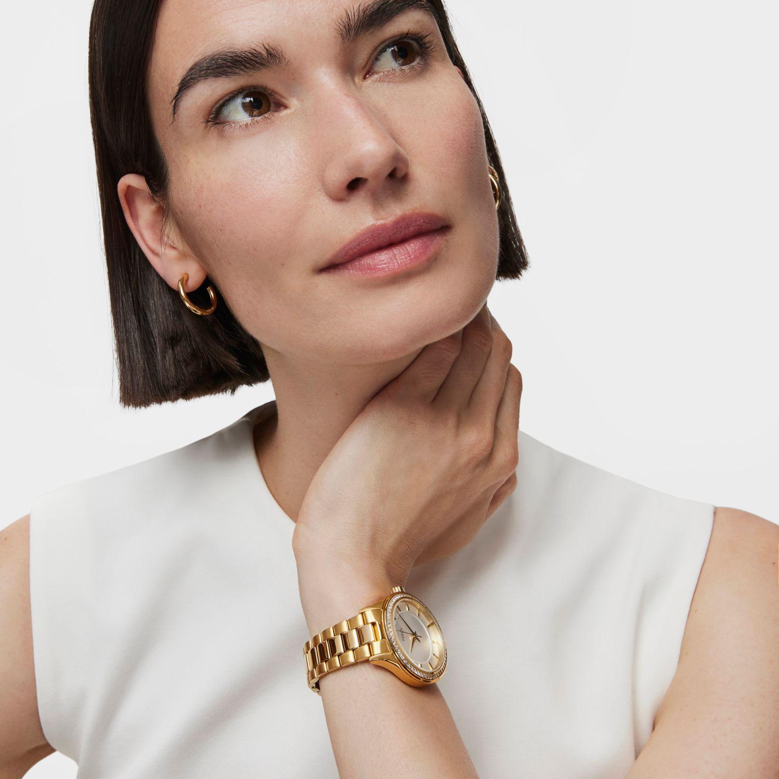 Reloj T-Shine analógico acero dorado y zirconias cúbicas-4