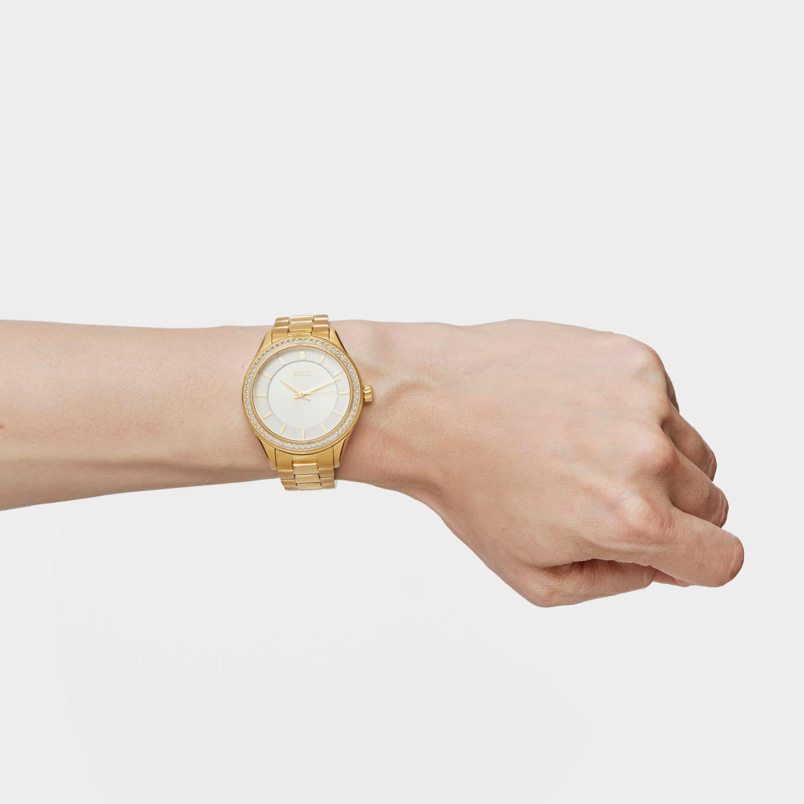 Reloj T-Shine analógico acero dorado y zirconias cúbicas-7