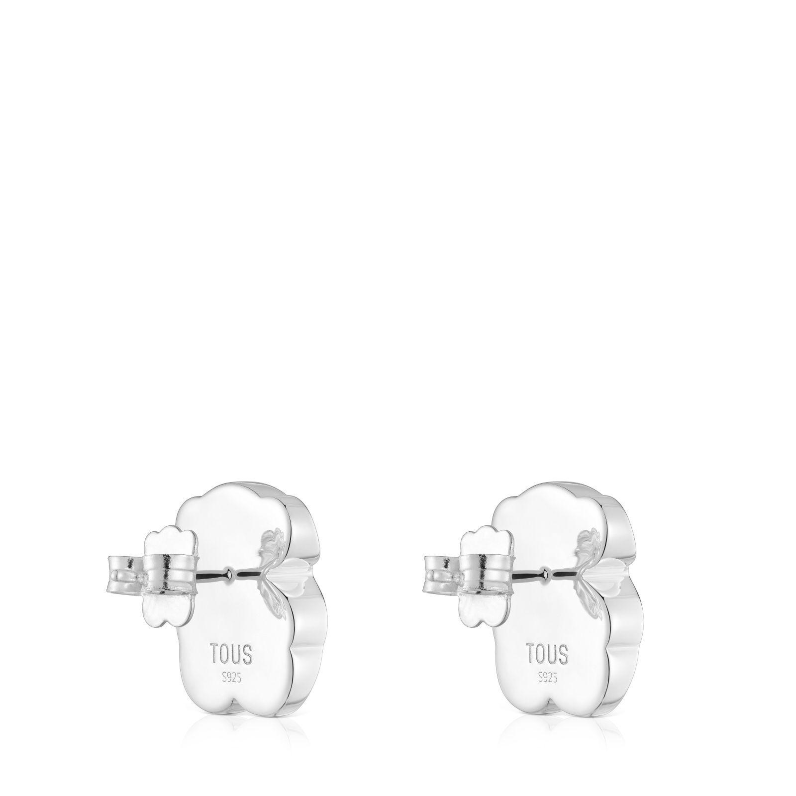 Aros oso de plata y nácar 16 mm Icon Color-2