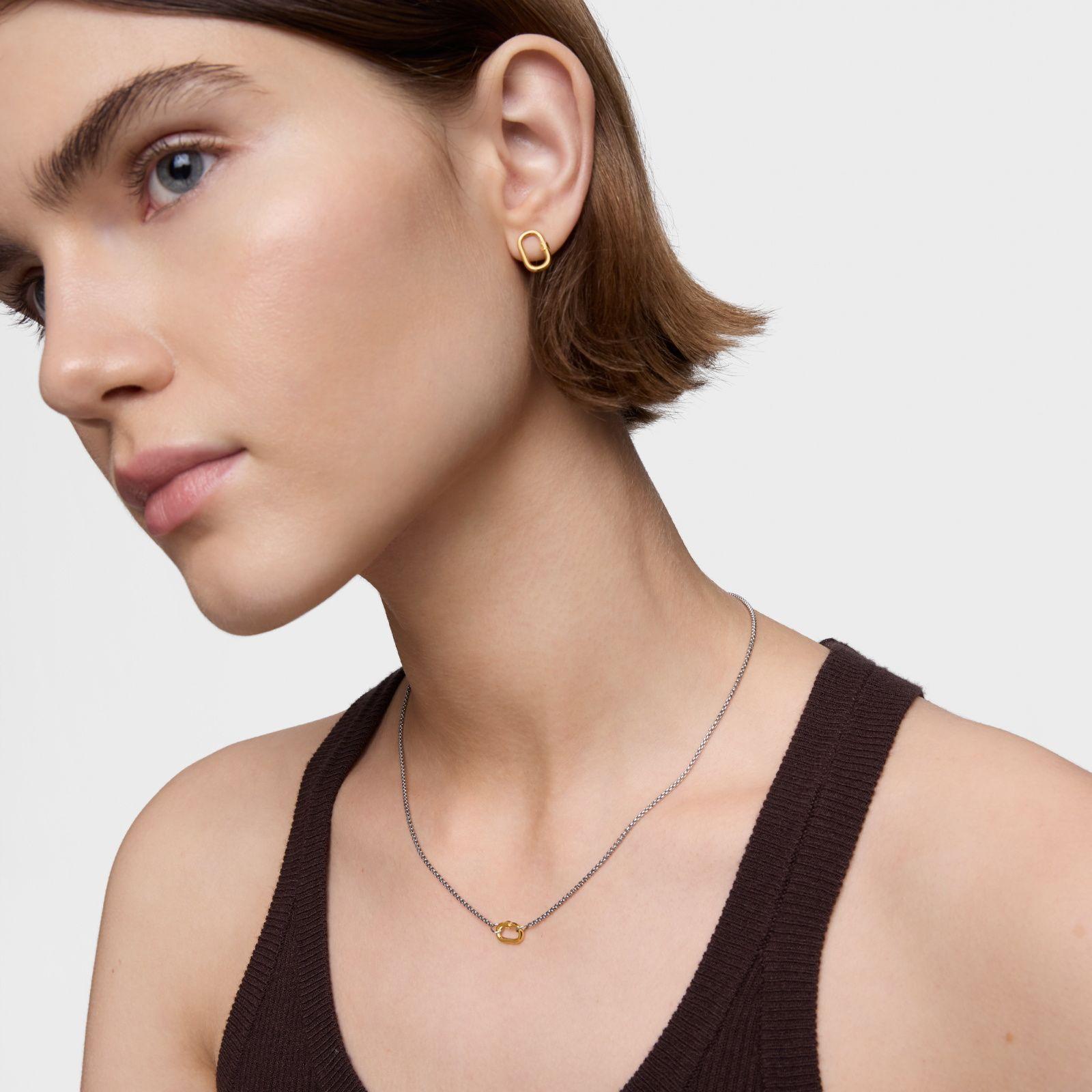 Collar corto de acero y anilla de oro Hold Oval-3