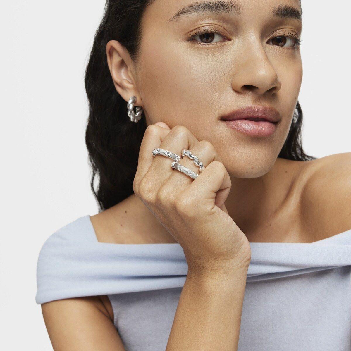 Anillo grande de plata Twisted-2