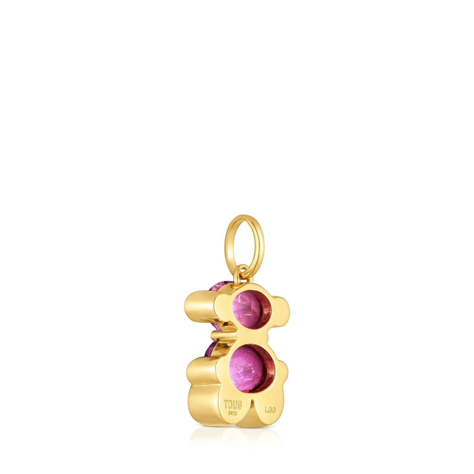 Colgante pequeño oso con baño de oro 18 kt rubi lab-2