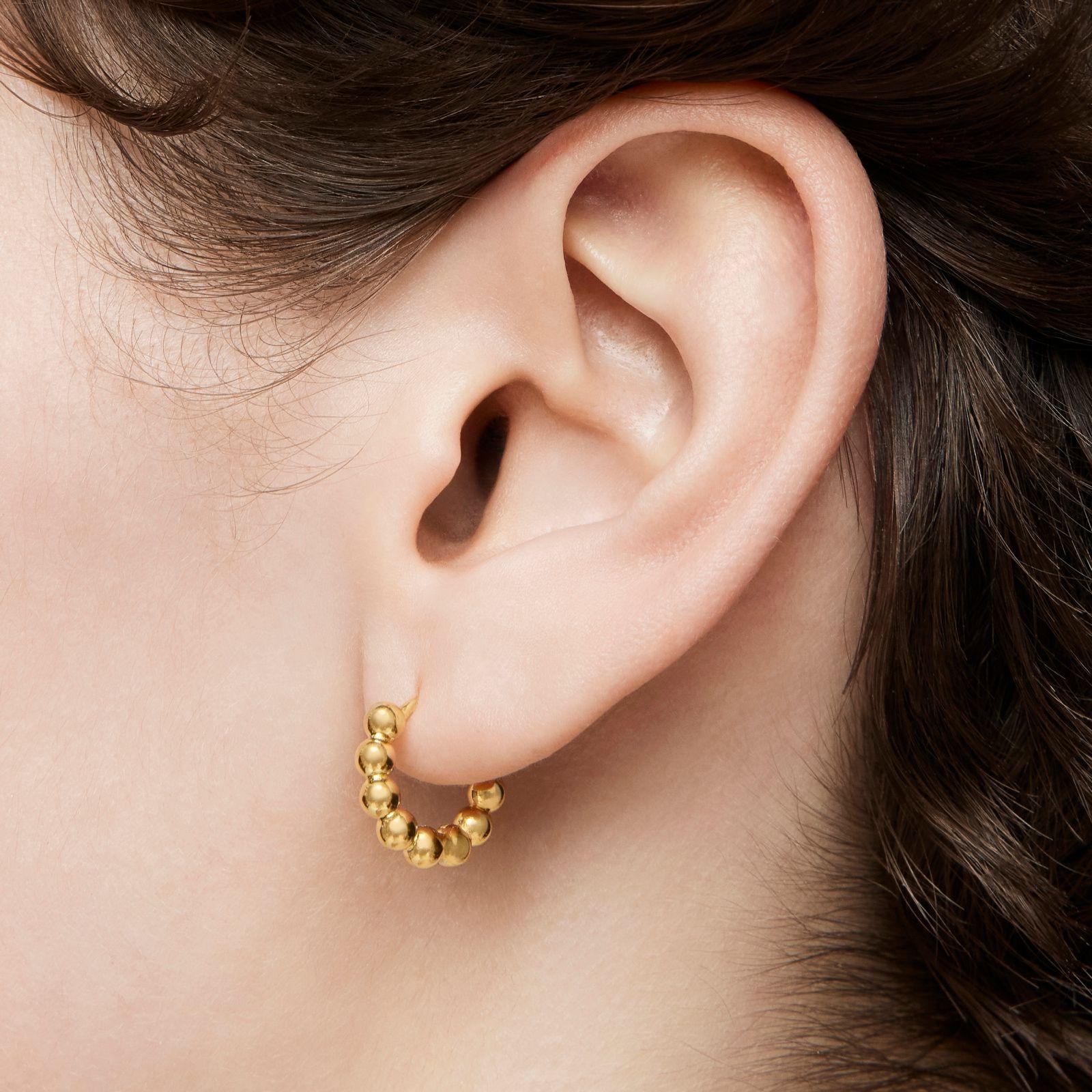 Pendientes pequeños con baño de oro 10 mm Gloss-5