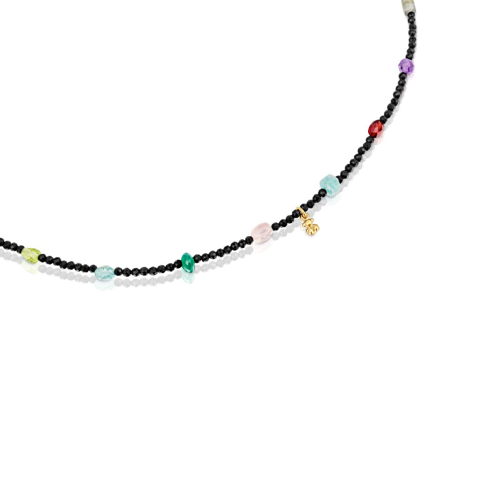 Gargantilla con baño de oro 18 kt sobre plata, onix, gemas Bold Bear-1