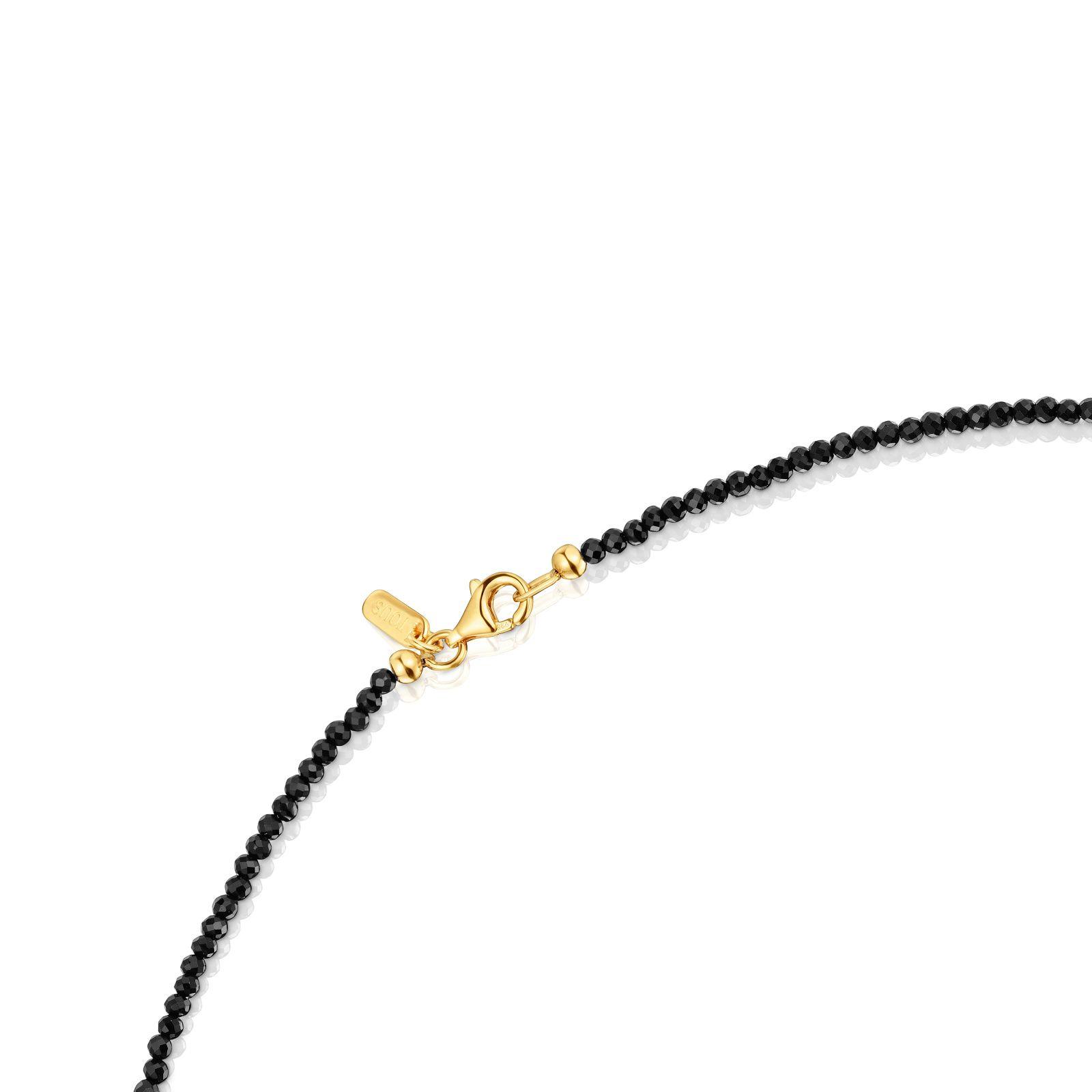 Gargantilla con baño de oro 18 kt sobre plata, onix, gemas Bold Bear-2