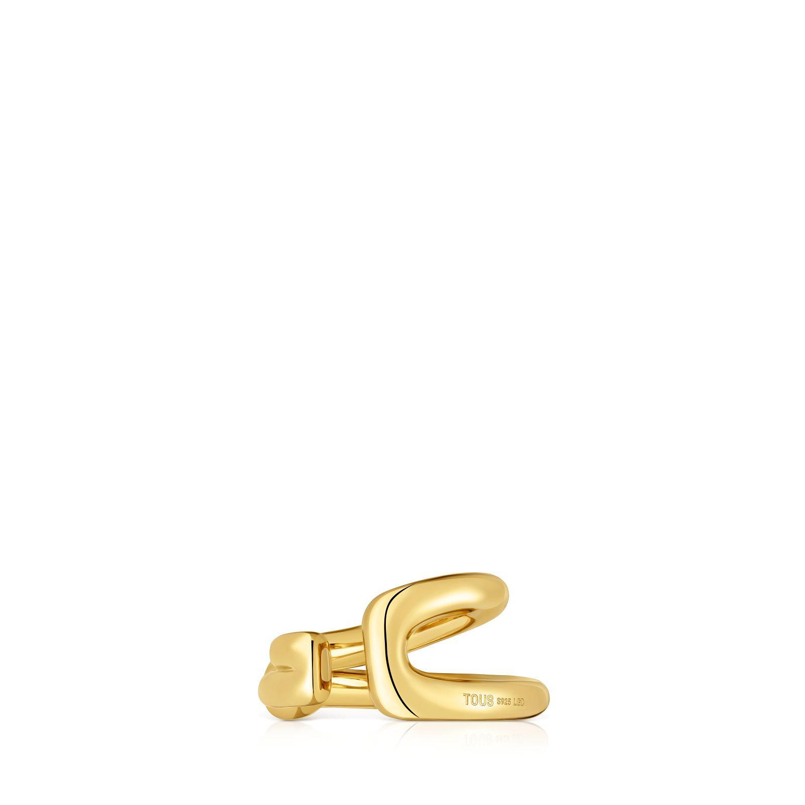 Earcuff 2 aros, oro 18 kt, plata y diamante LGD-2
