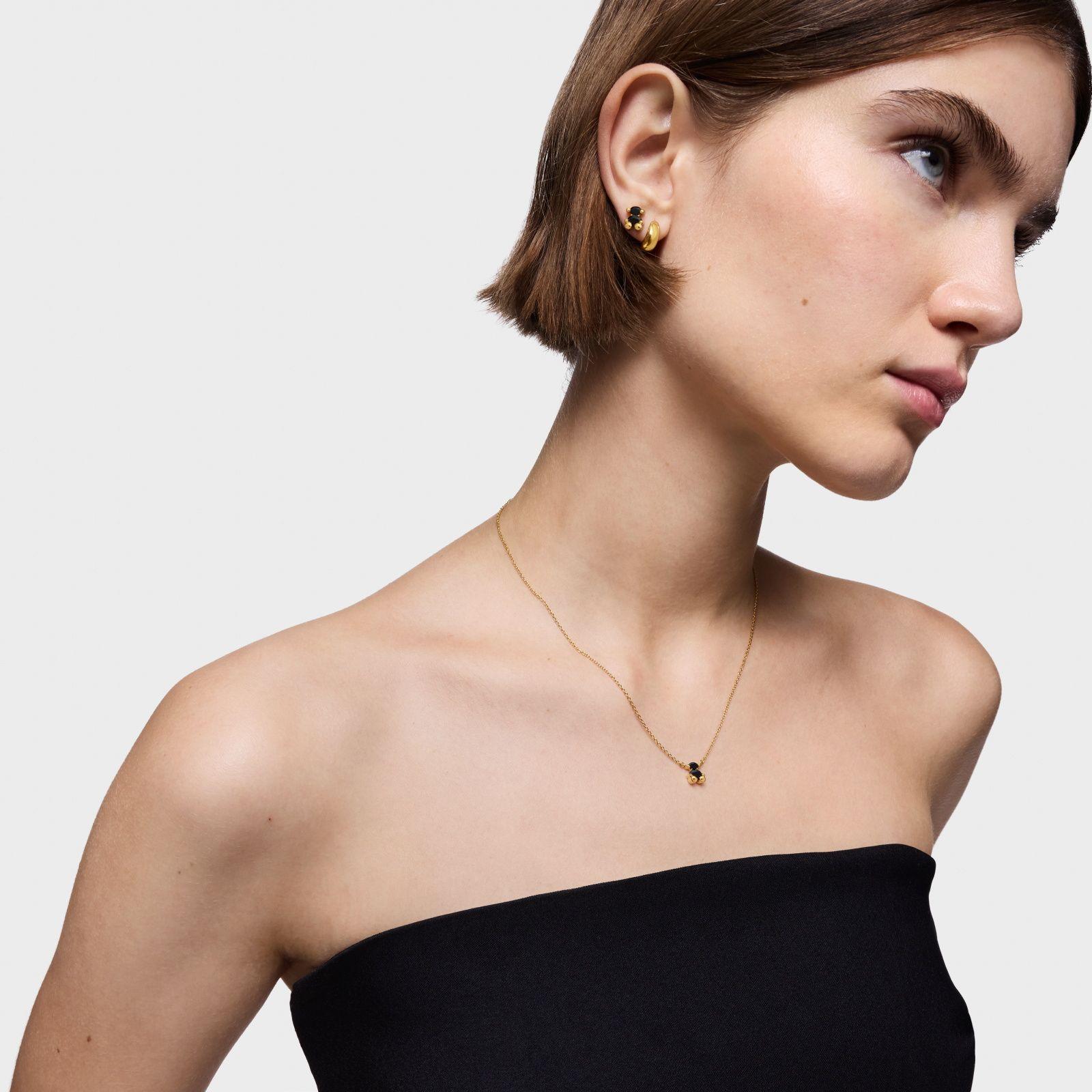 Collar motivo oso con baño de oro 18 kt sobre plata y ónix-3