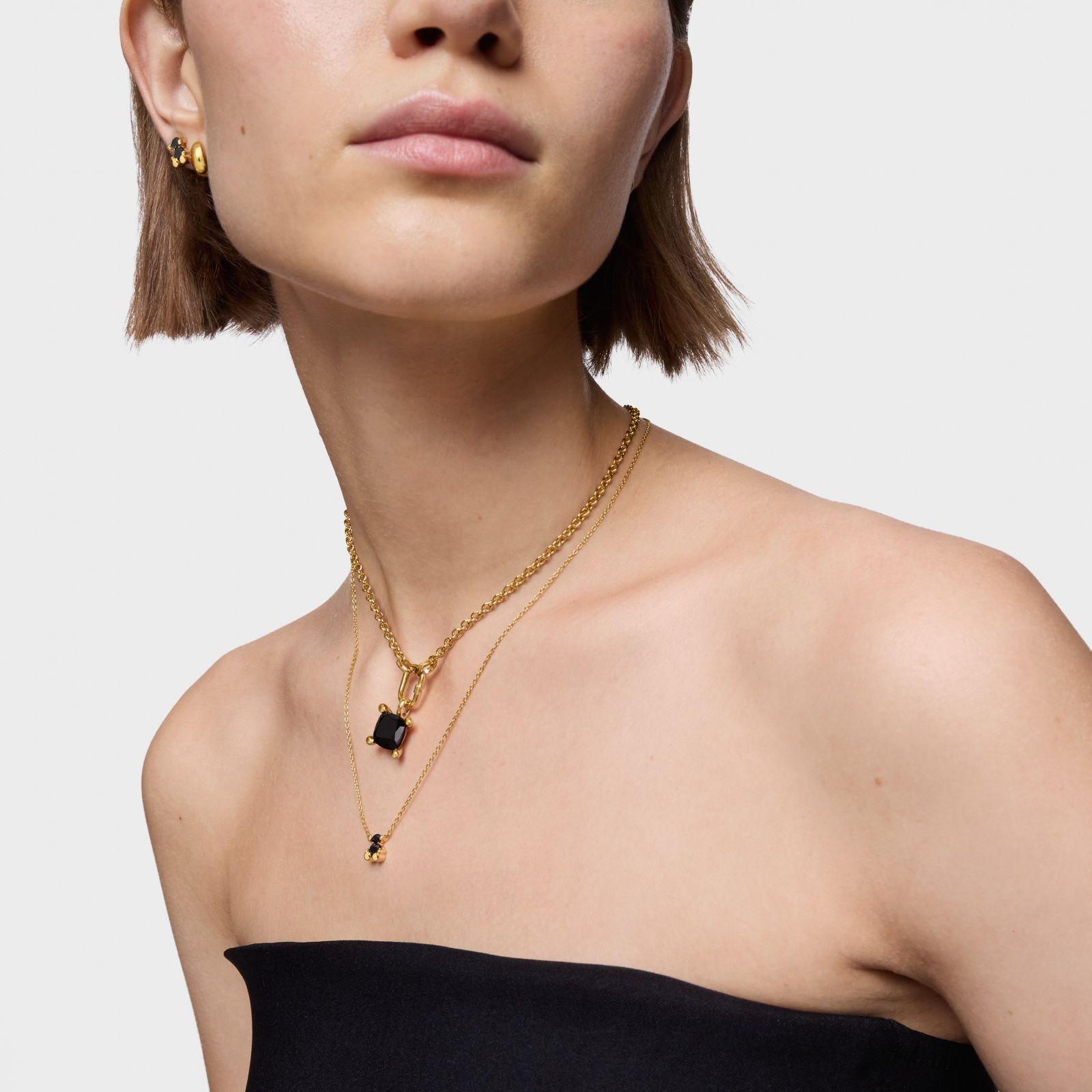 Collar motivo oso con baño de oro 18 kt sobre plata y ónix-4