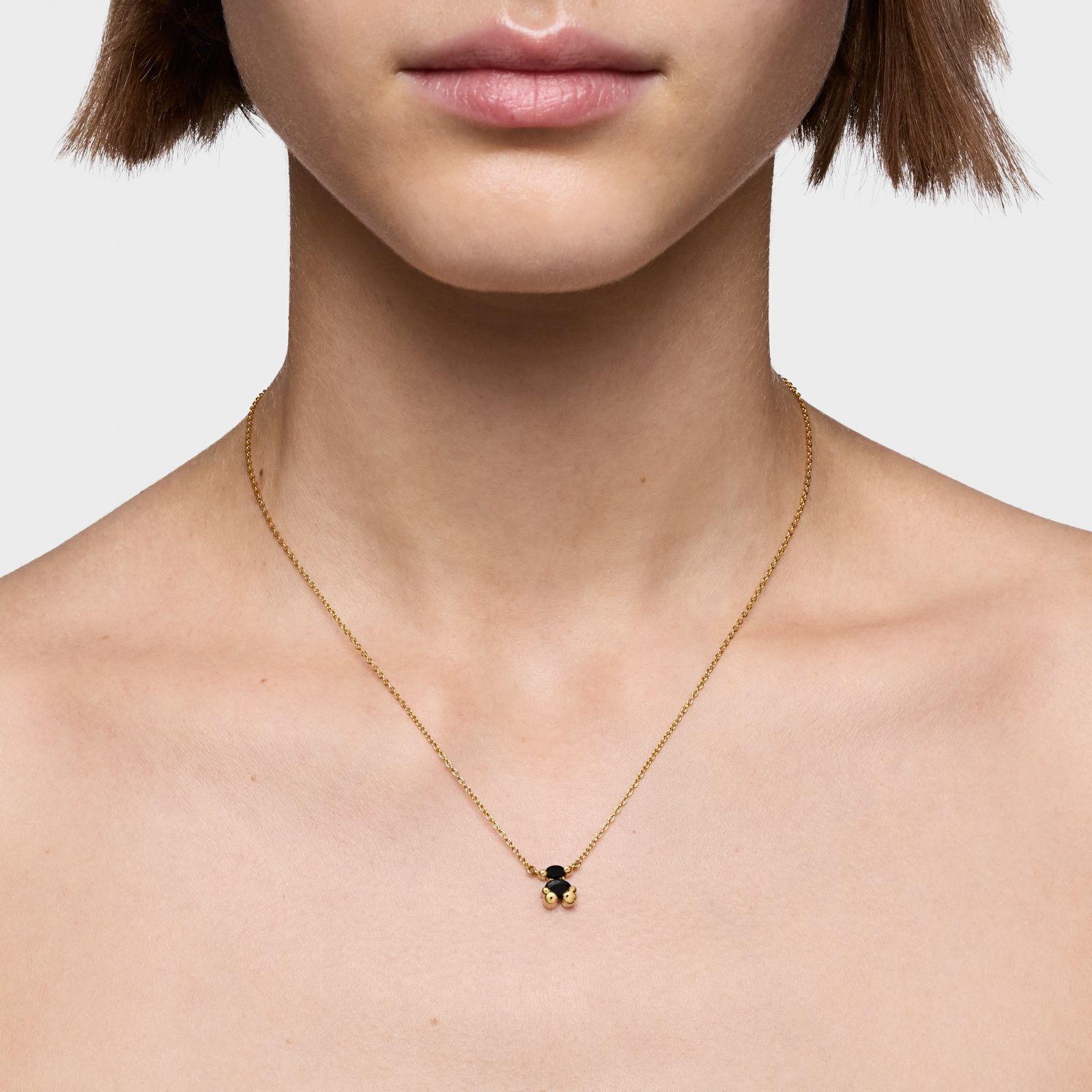 Collar motivo oso con baño de oro 18 kt sobre plata y ónix-6