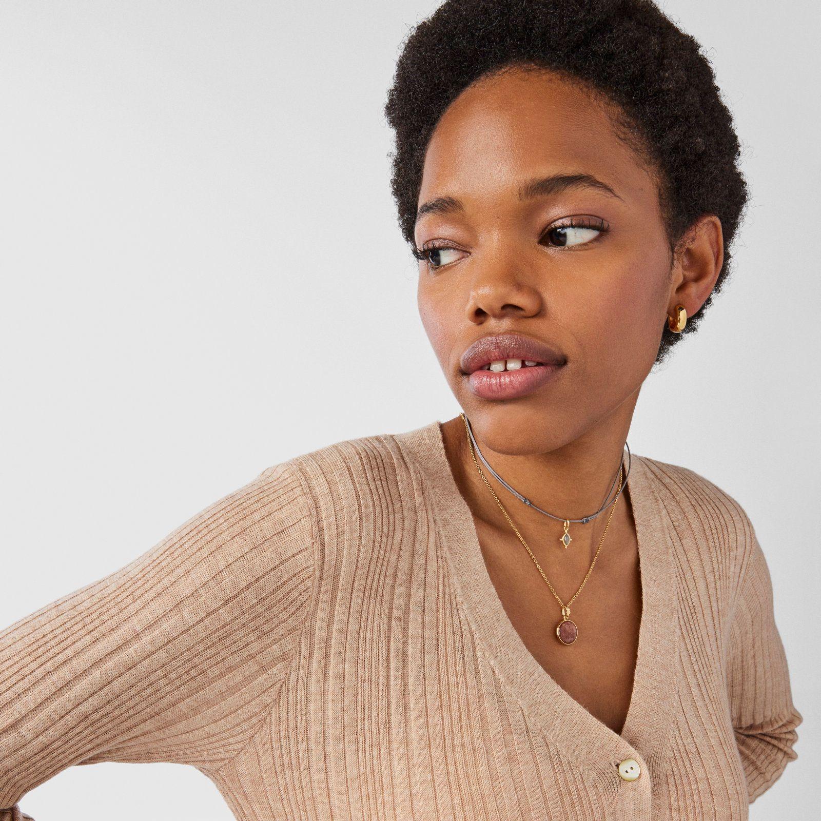 Collar labradorita y cordón gris Magic Nature Tous-3