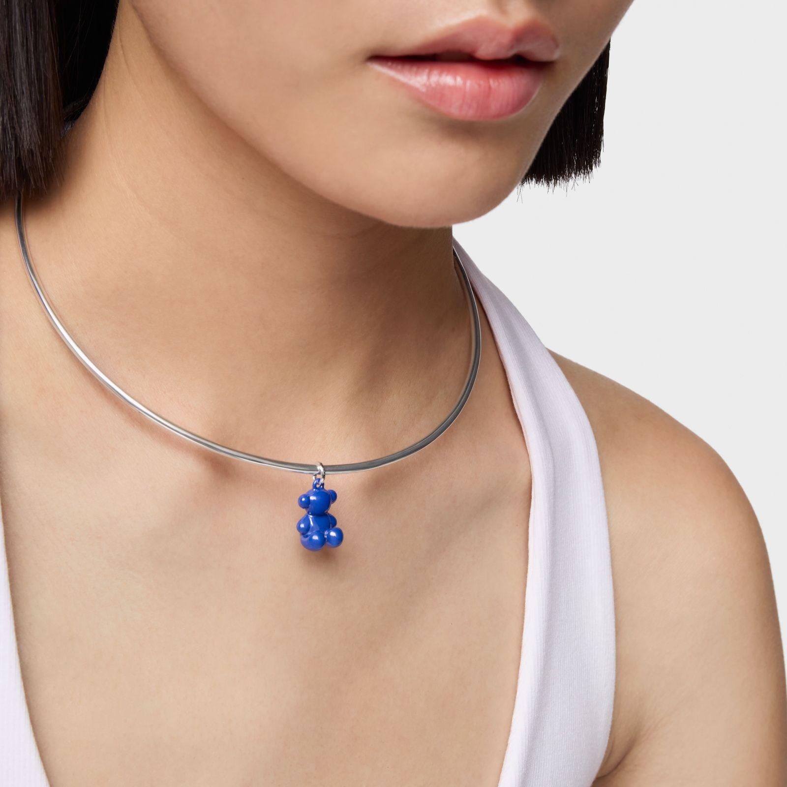 Colgante oso de plata y cerámica azul marino Bold Bear-5