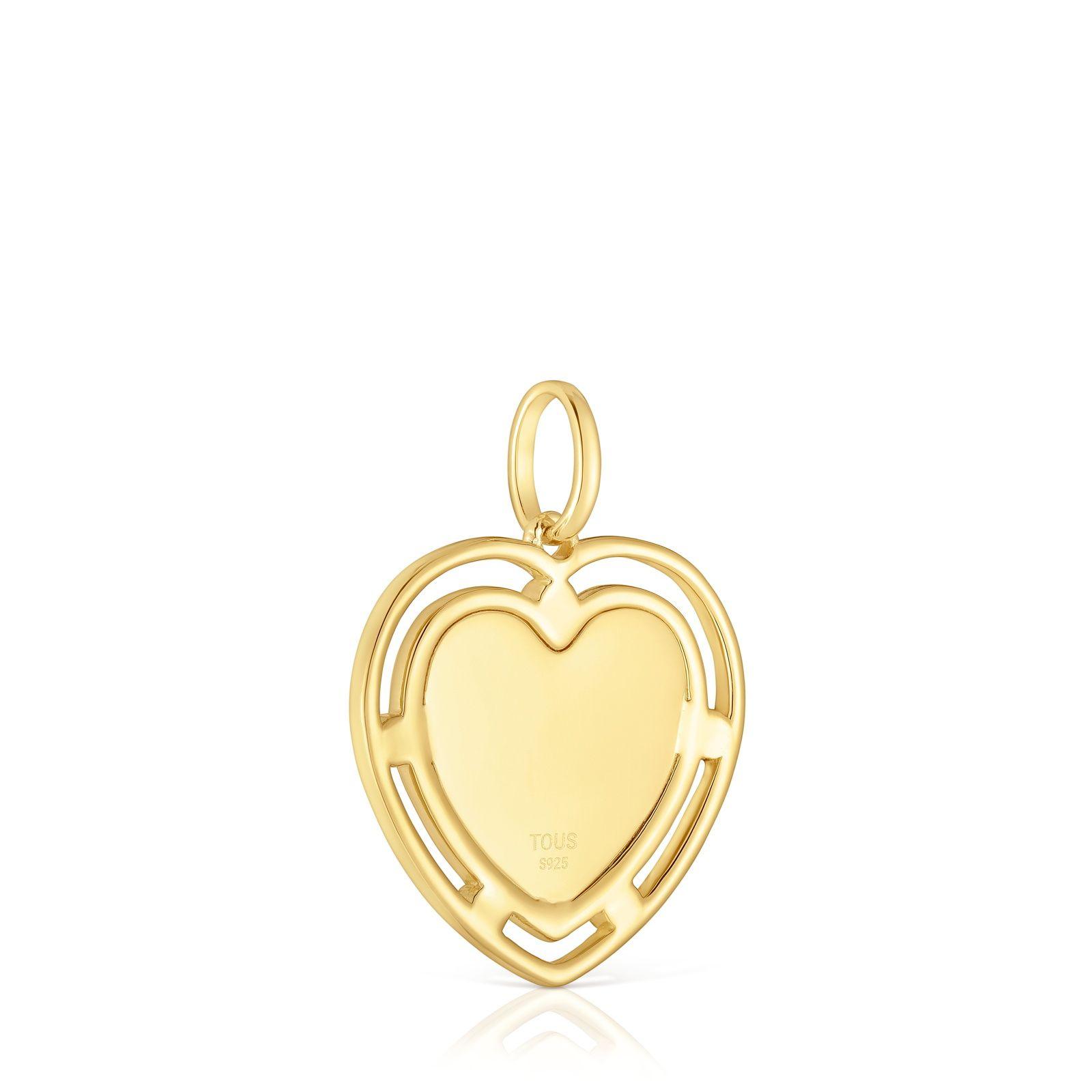 Colgante corazón con baño de oro 18 kt sobre plata y topacios Medallions-2