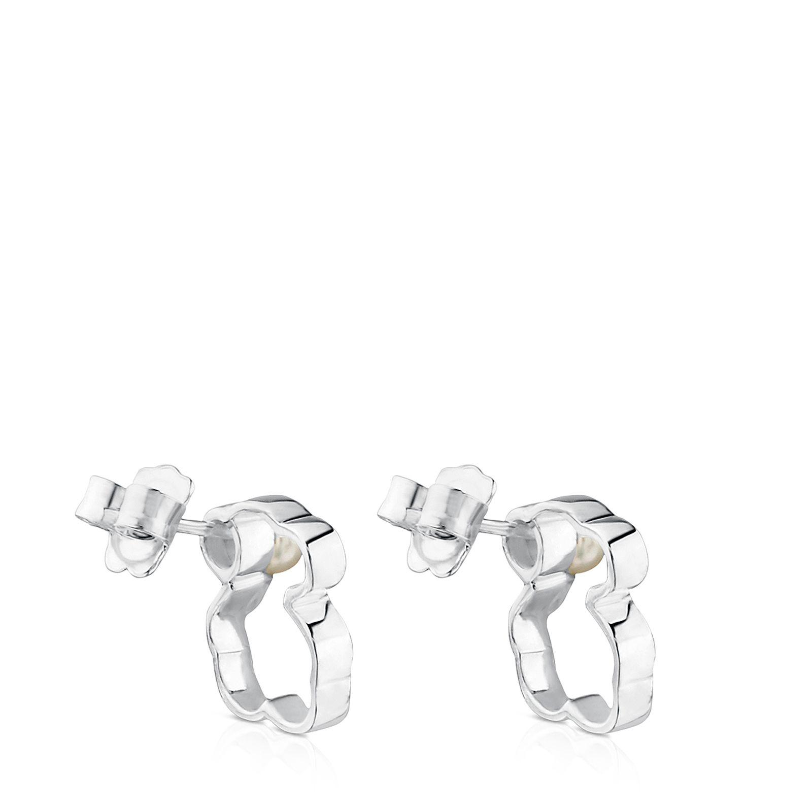 Aros Silueta de Plata con Perla Tous-2