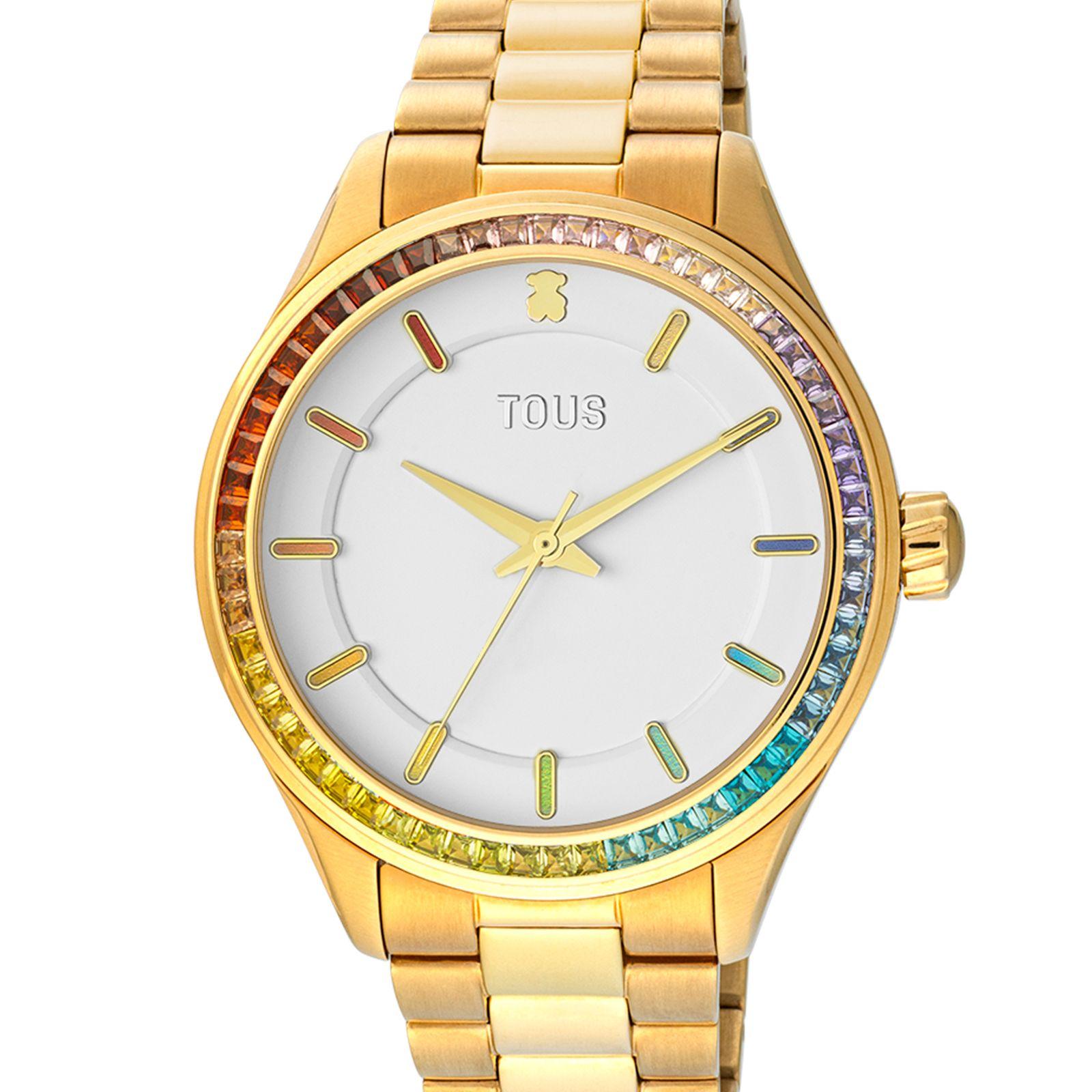 Reloj con brazalete de acero IP dorado T-Shine Tous-2
