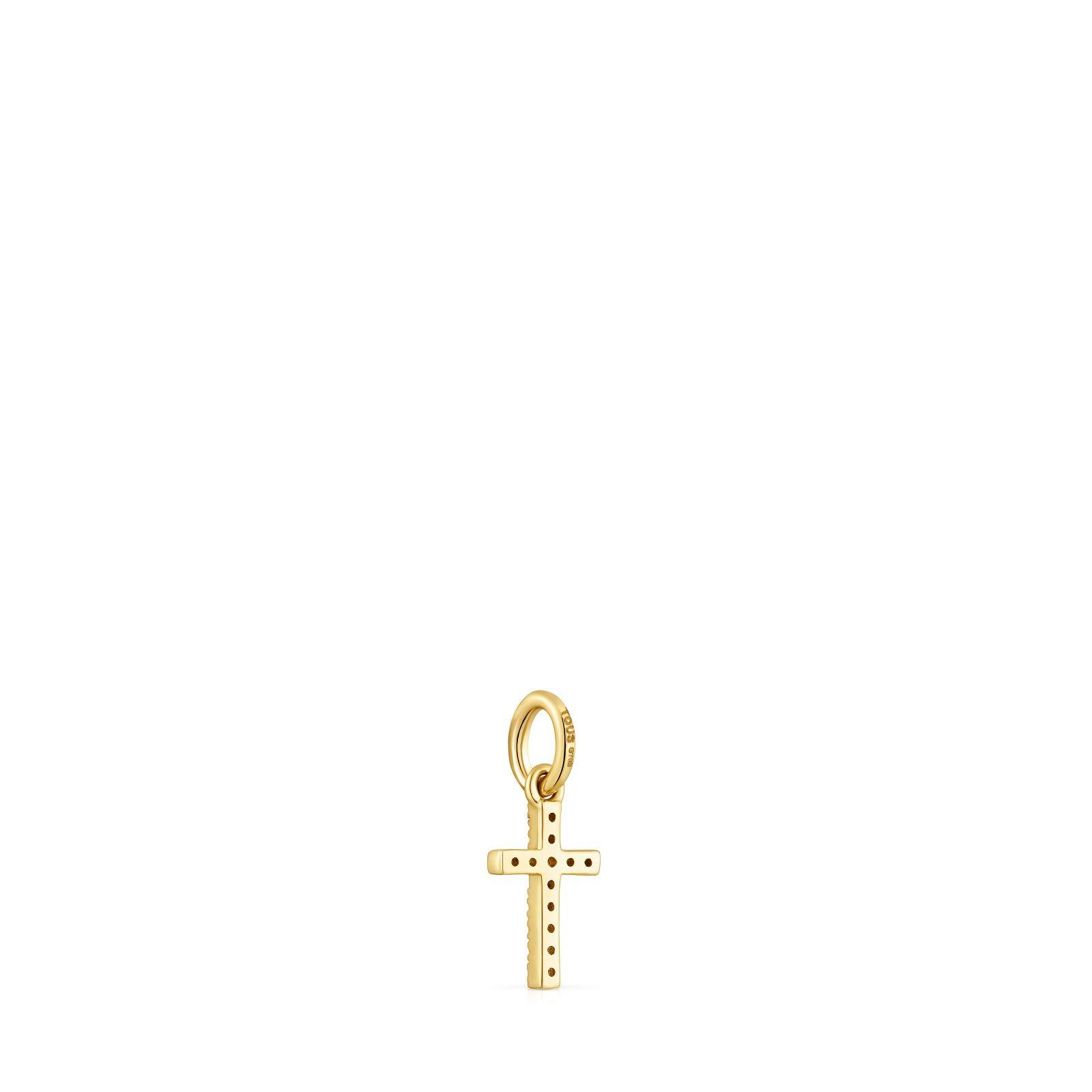 Colgante cruz pequeño de oro y diamantes Basics-2
