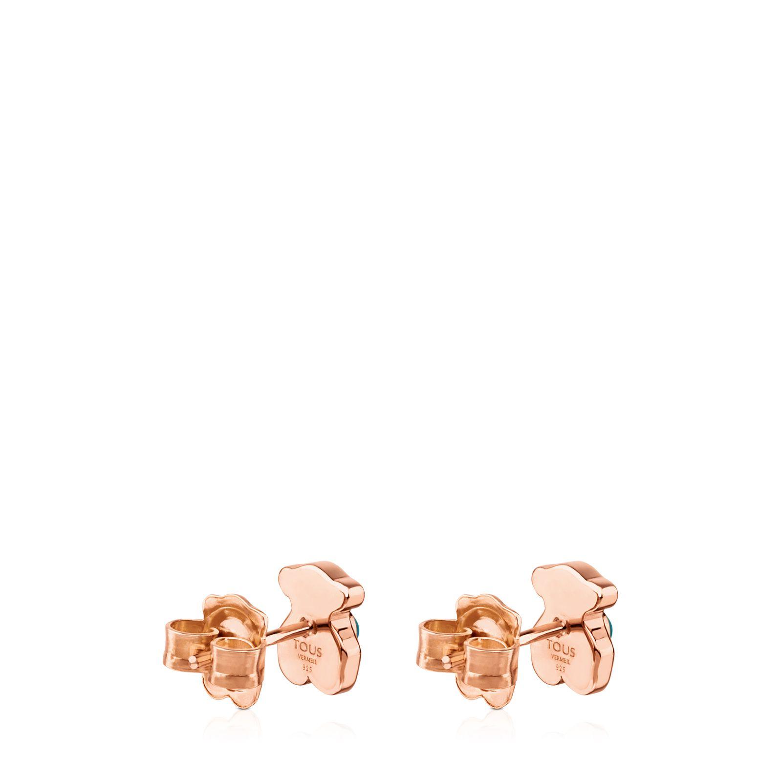 Aros Spw Plata Vermeil rosa con Turquesa Tous-1