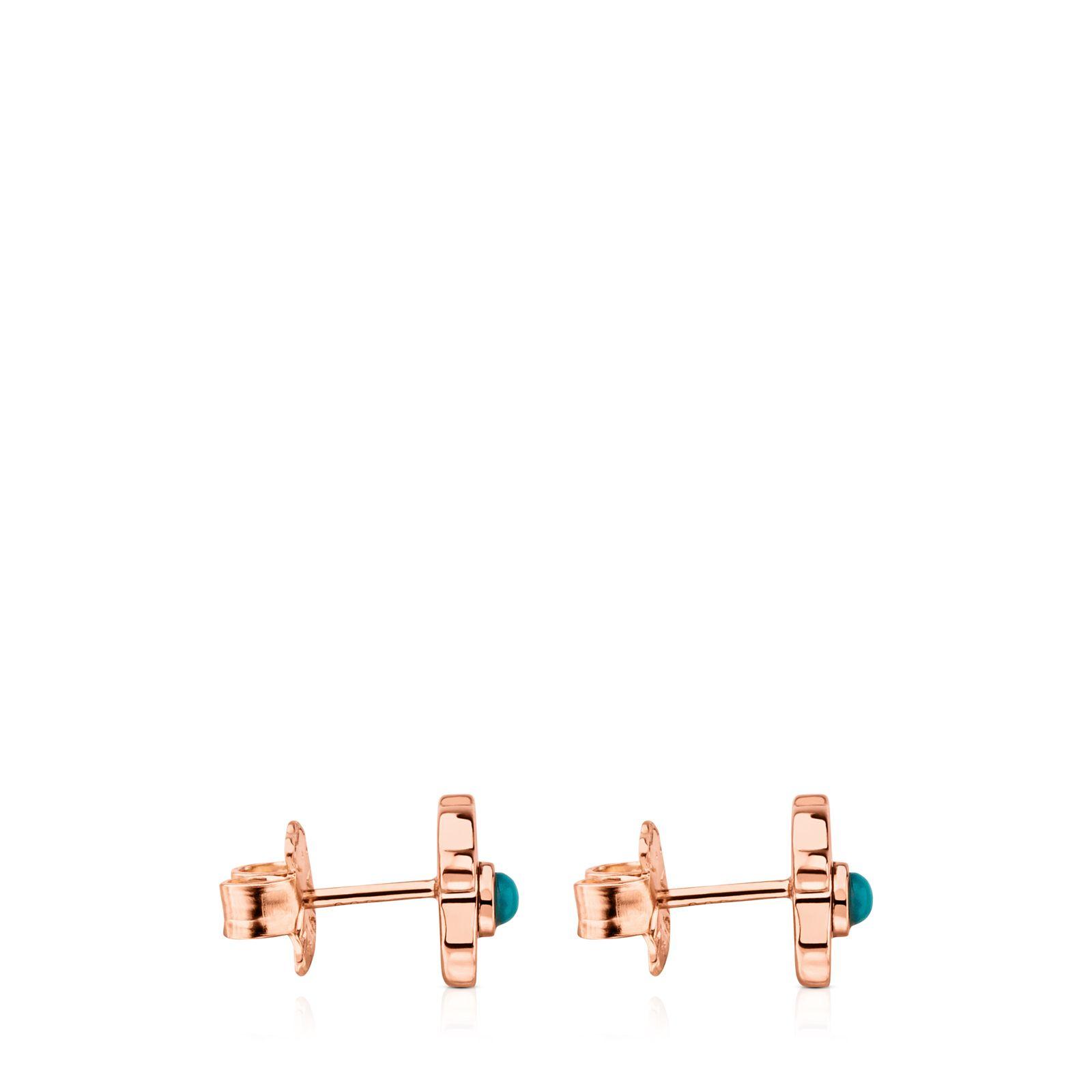 Aros Spw Plata Vermeil rosa con Turquesa Tous-2
