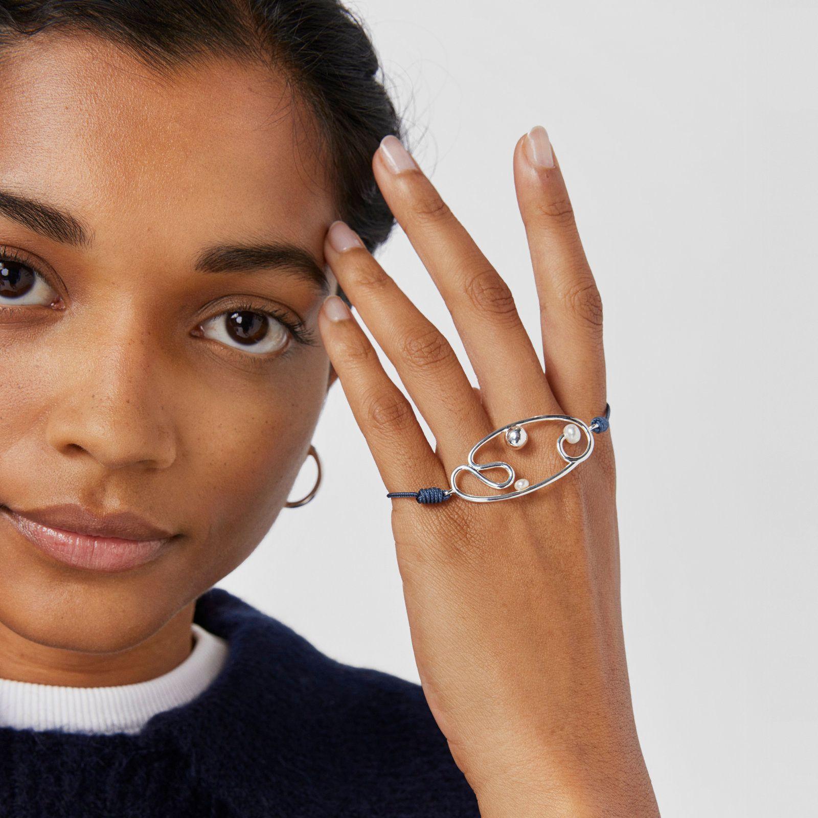 Pulsera de nylon, motivo de plata y perlas Tsuri Tous-6