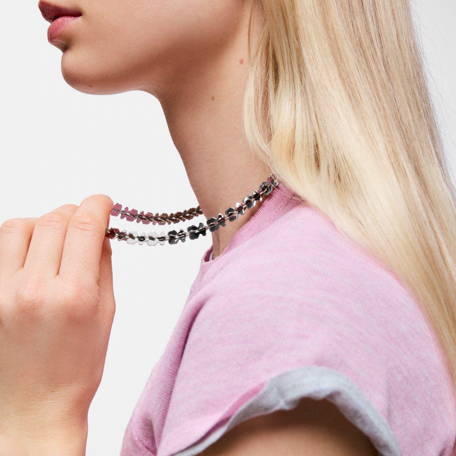 Collar corto de acero con motivos oso Carrusel-3