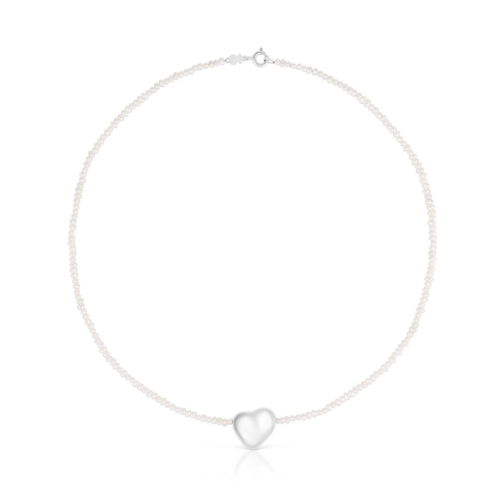 Collar de perlas cultivadas y corazón de plata Tabit Tous-0