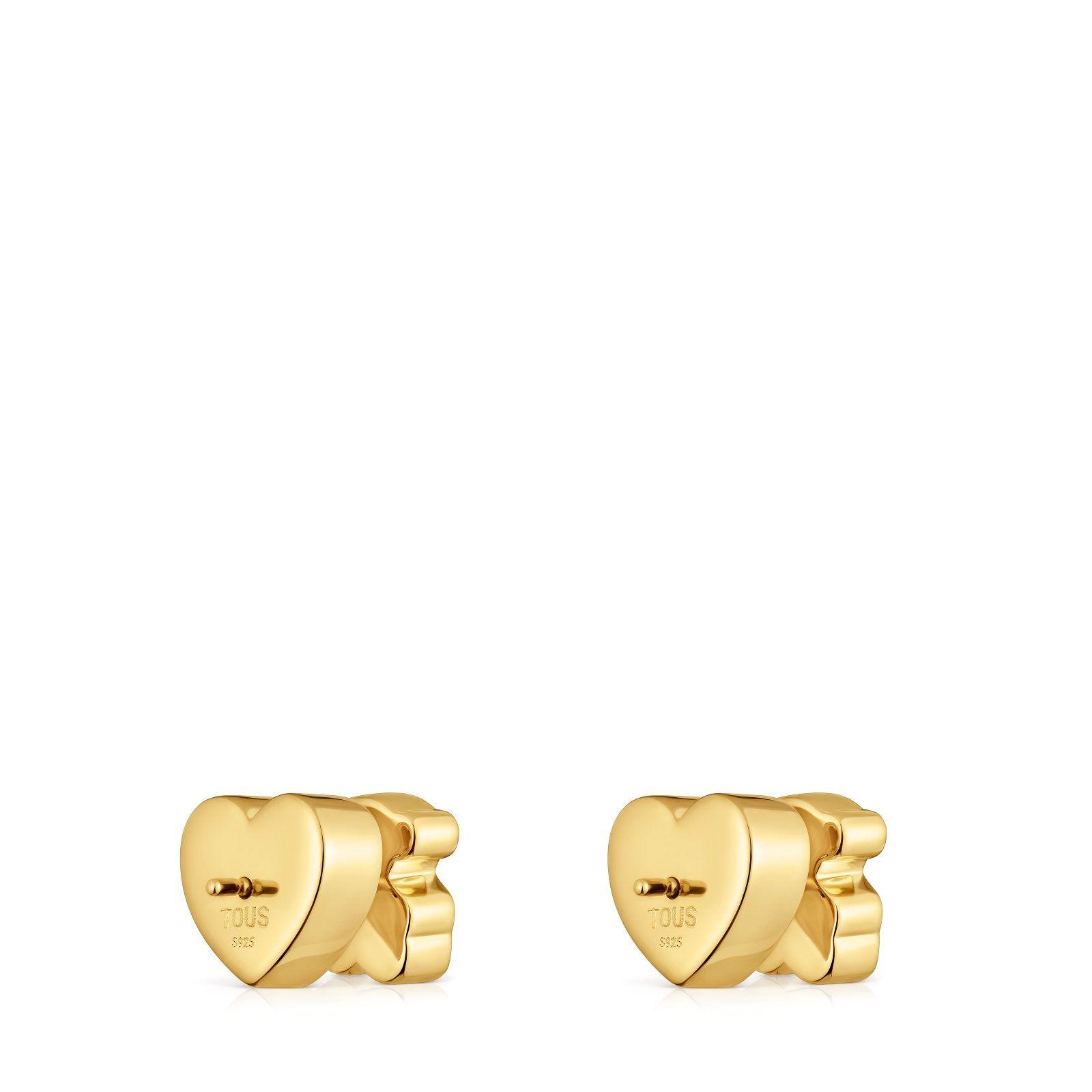 Pendientes oso con baño de oro 18 kt sobre plata y diamantes-2