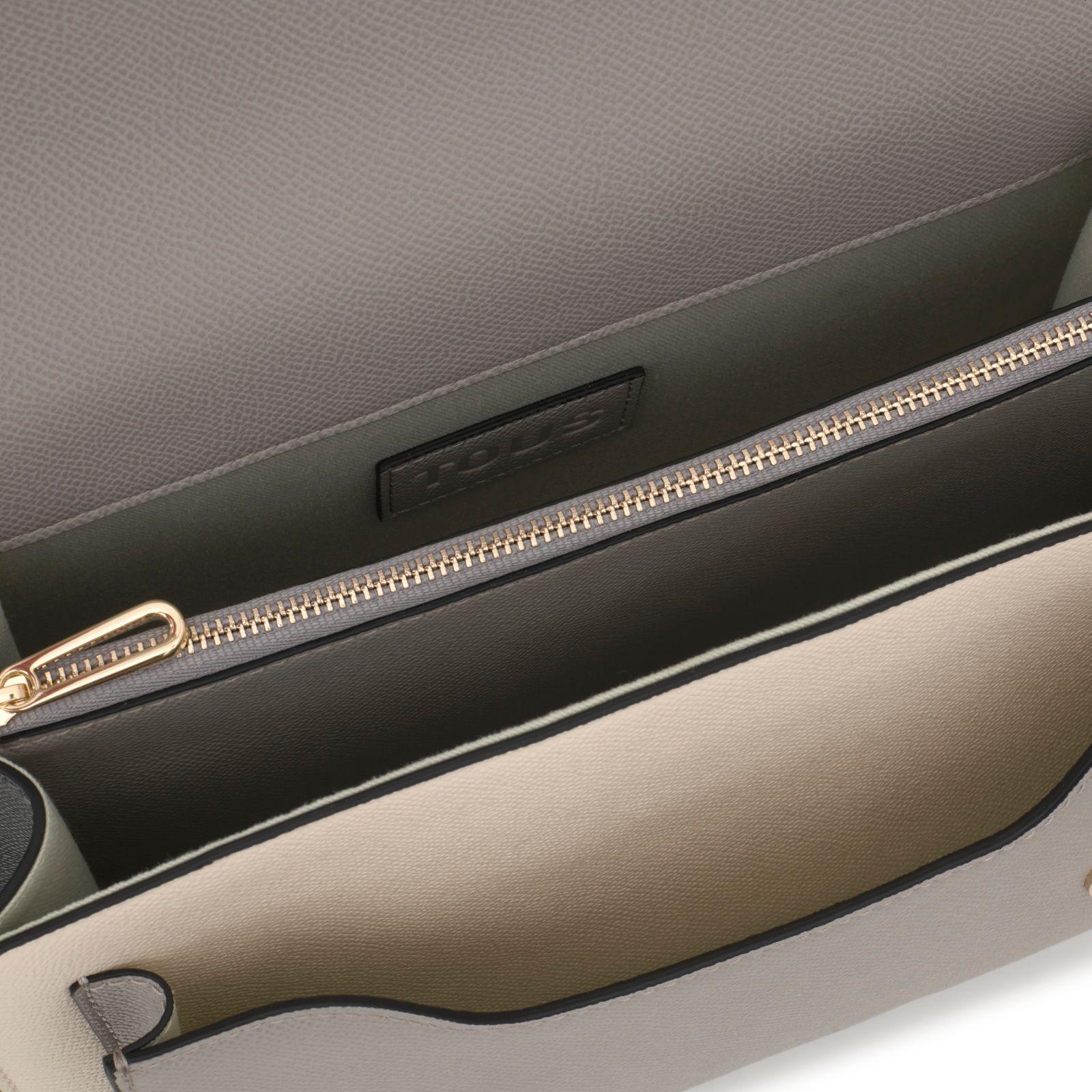 Bandolera mediana beige y gris Audree Saffiano-2