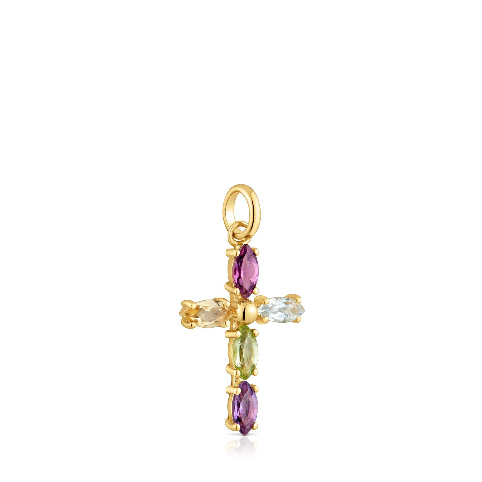 Colgante cruz de oro con gemas Basics-1