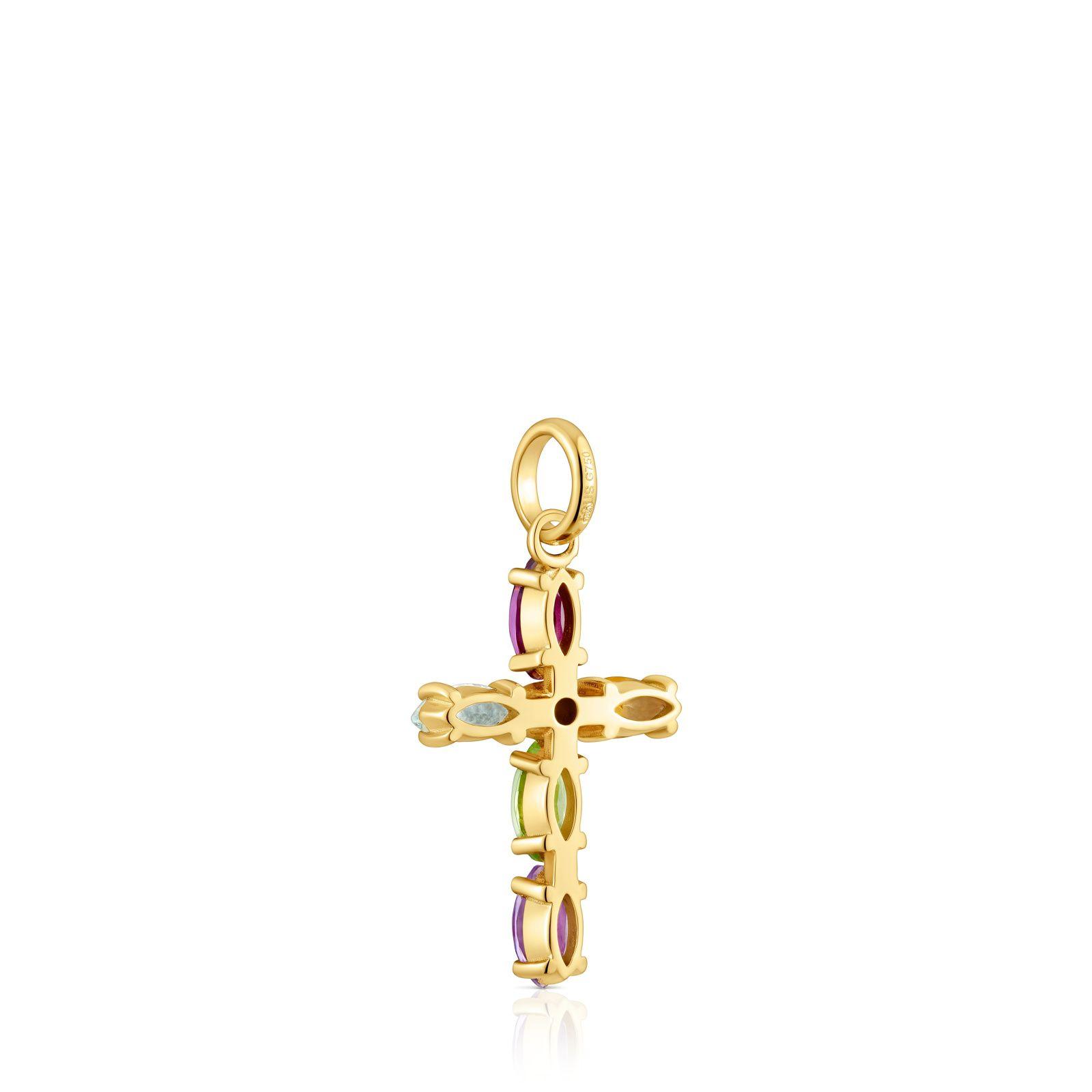 Colgante cruz de oro con gemas Basics-2