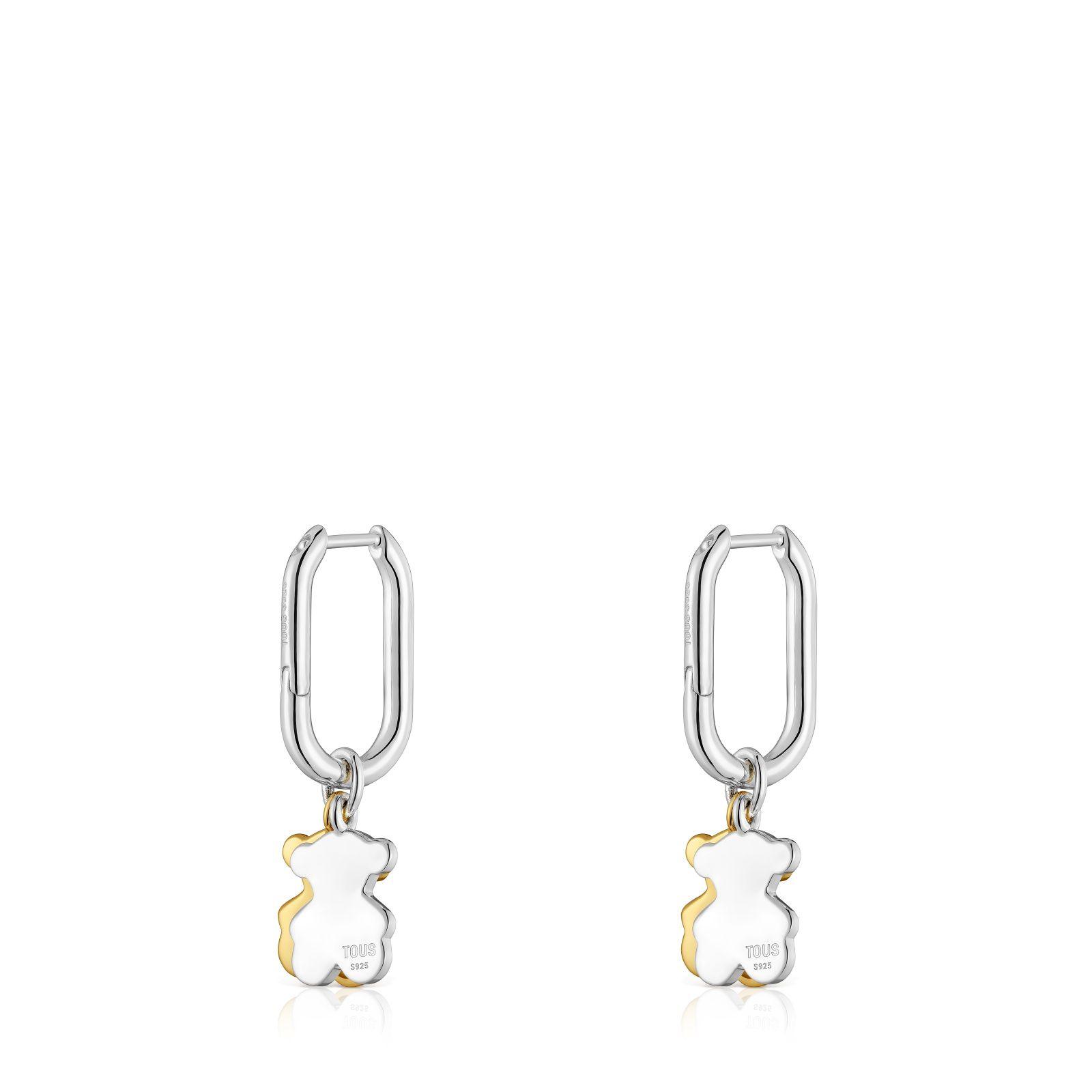 Pendientes de aro pequeños motivo oso bicolor Sweet Dolls-2