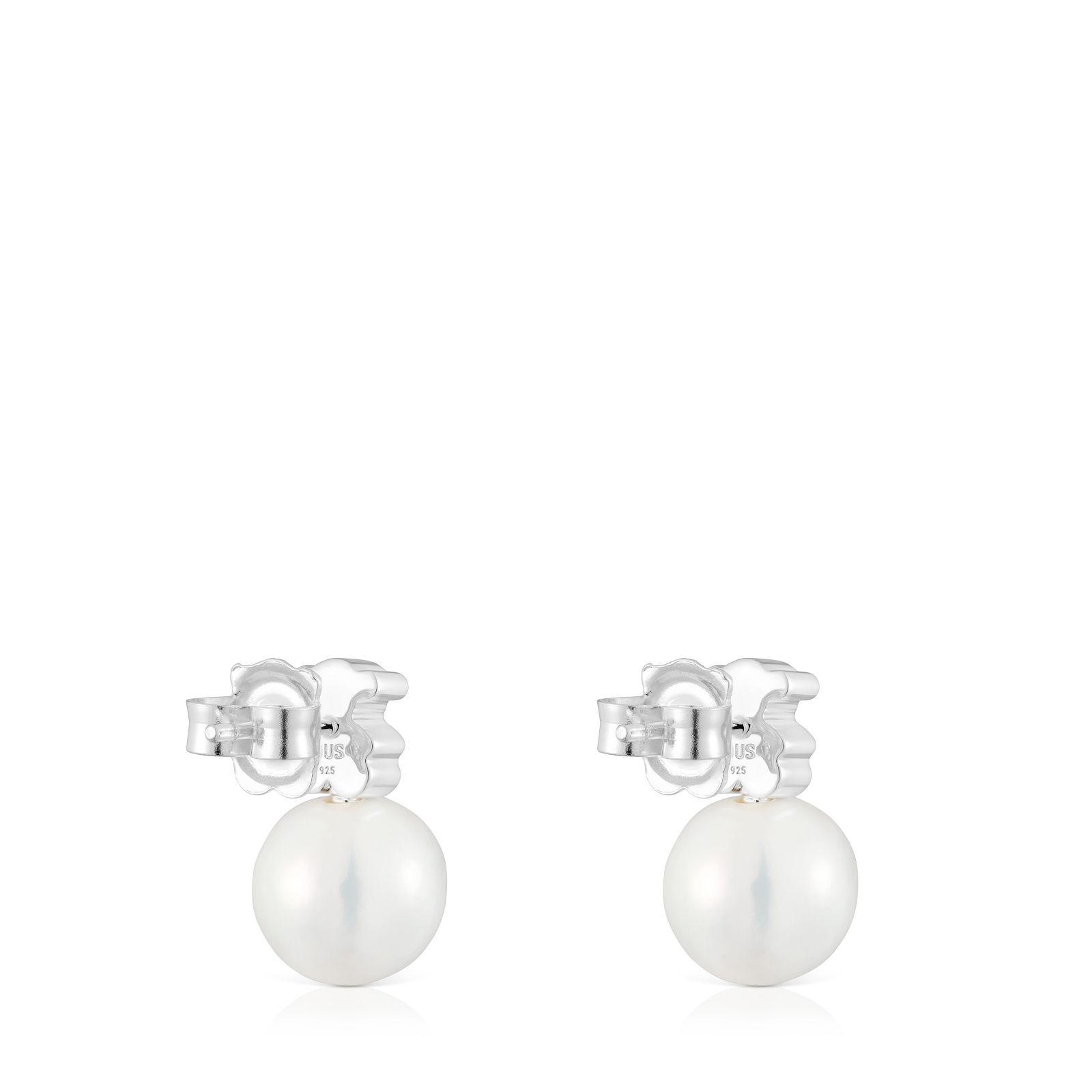 Aros oso de plata y perla cultivada Sweet Dolls-2