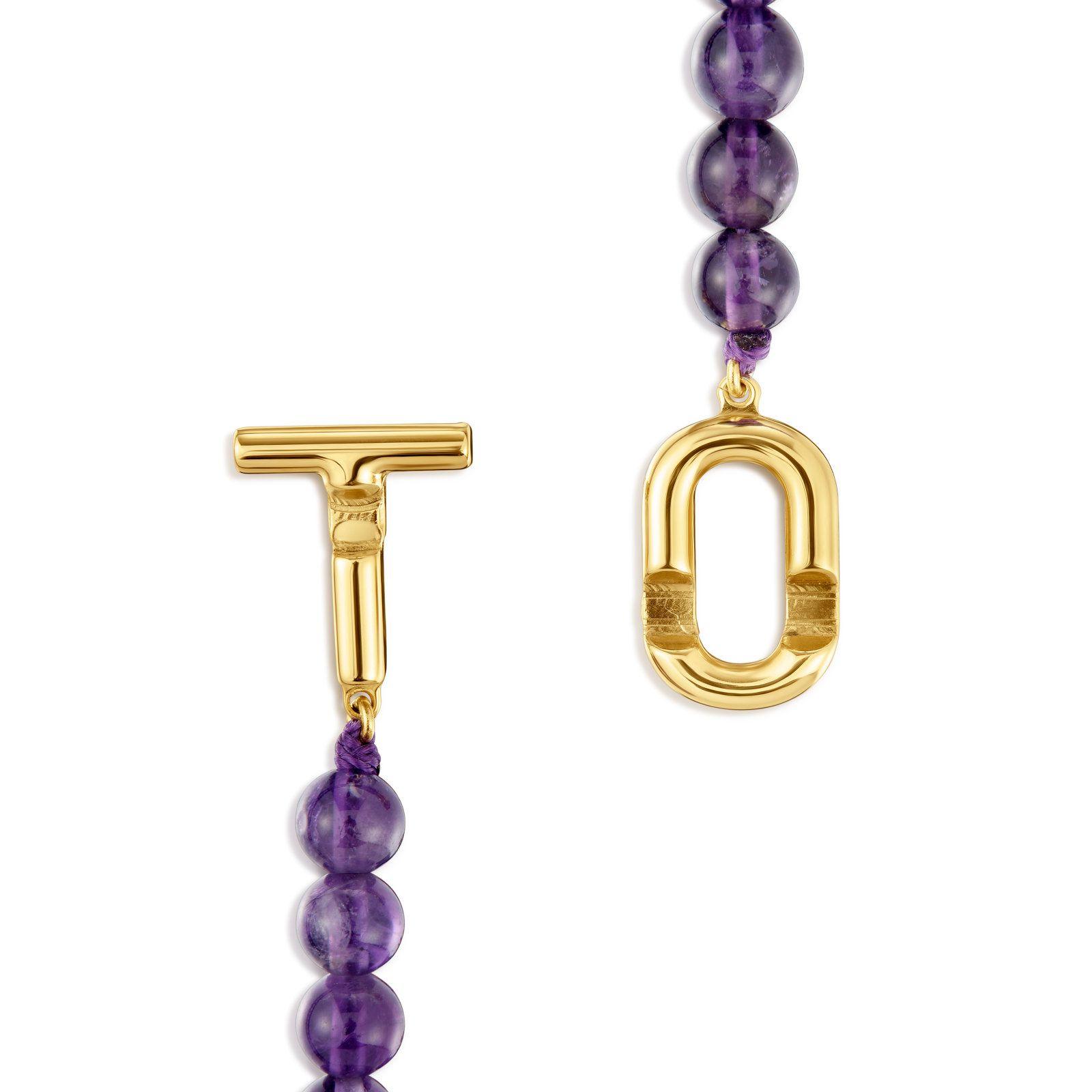 Pulsera con baño de oro sobre plata y amatistas Manifesto-2