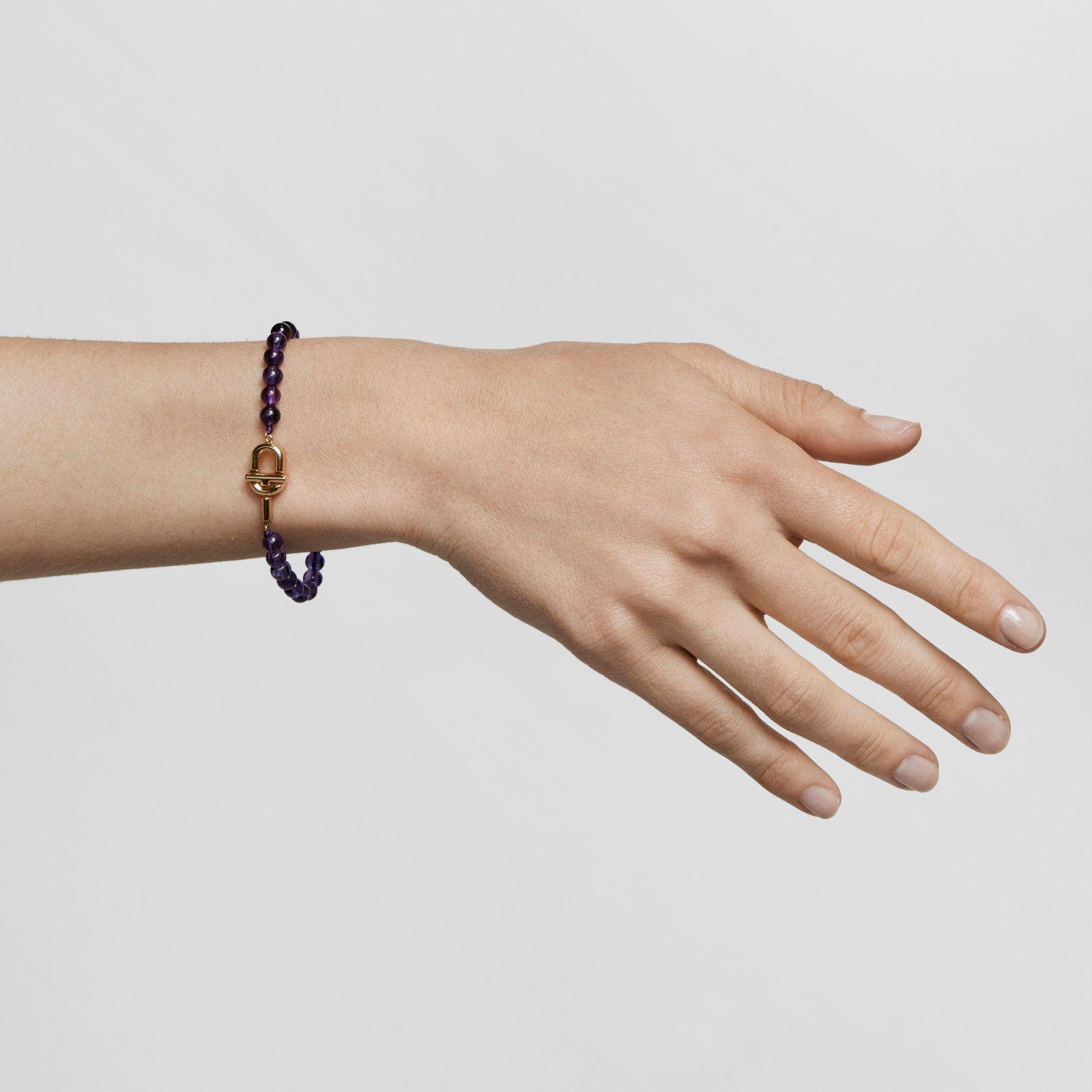 Pulsera con baño de oro sobre plata y amatistas Manifesto-3