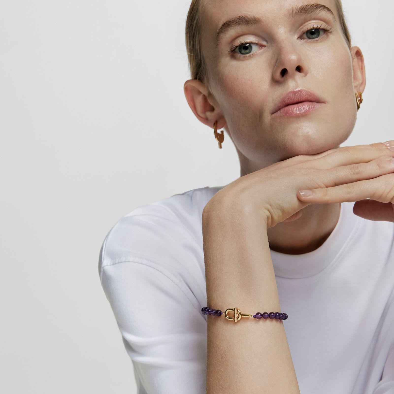 Pulsera con baño de oro sobre plata y amatistas Manifesto-4